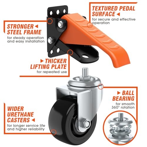 Workbench Casters Wheels Kit 920 Lbs Capacity Retractable Casters Set 920Lbs