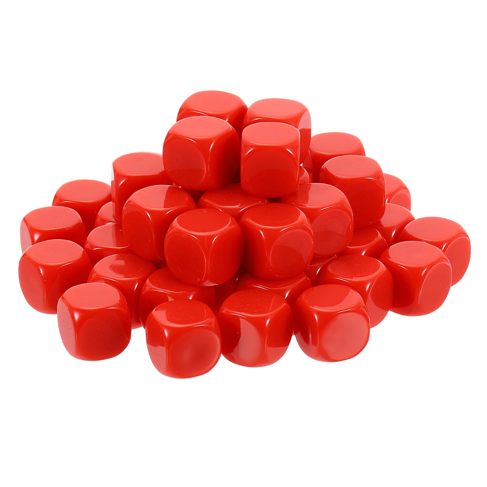 50Pcs Rounded Blank Six Sided Dice 16mm/0.6inch Acrylic Dice, Red