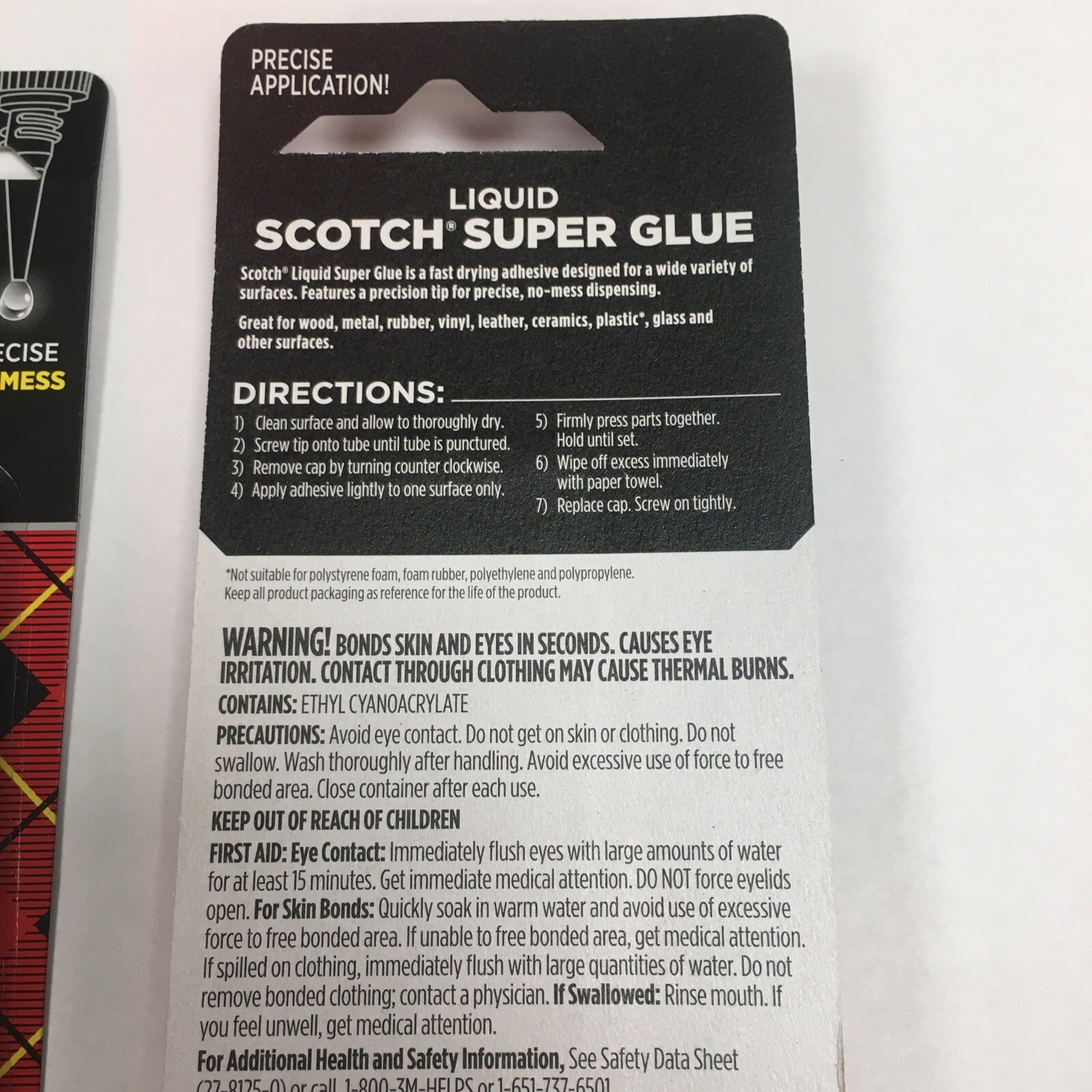 Super Glue Liquid 2 x 2Pkg .07oz (4 Bottles) 051111025949 Scotch - Free Shipping