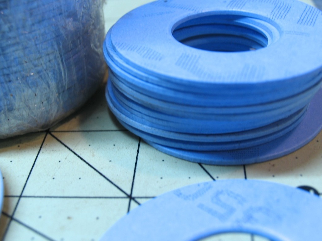Lot-C Six 1" GARLOCK GYLON #3504 1/16" thick Gaskets ( 2-1/4"OD x 1-1/16"ID)