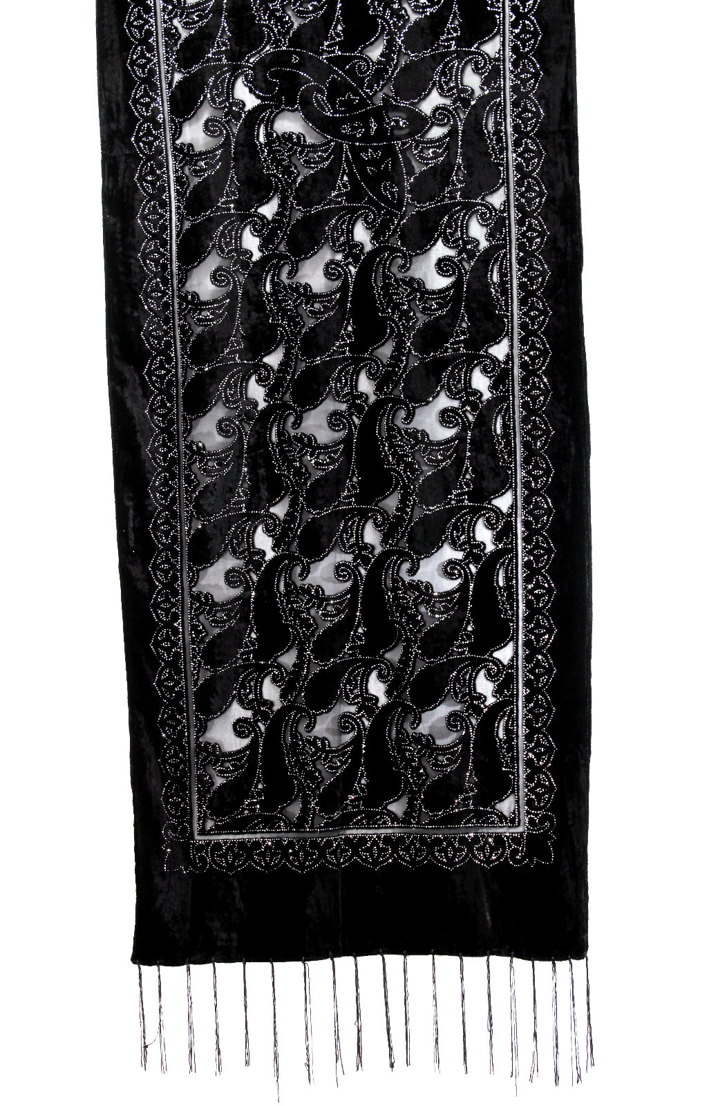 Elegant Style All Black Floral Color Flower Silk Burnout Velvet Shawl Scarf Wrap