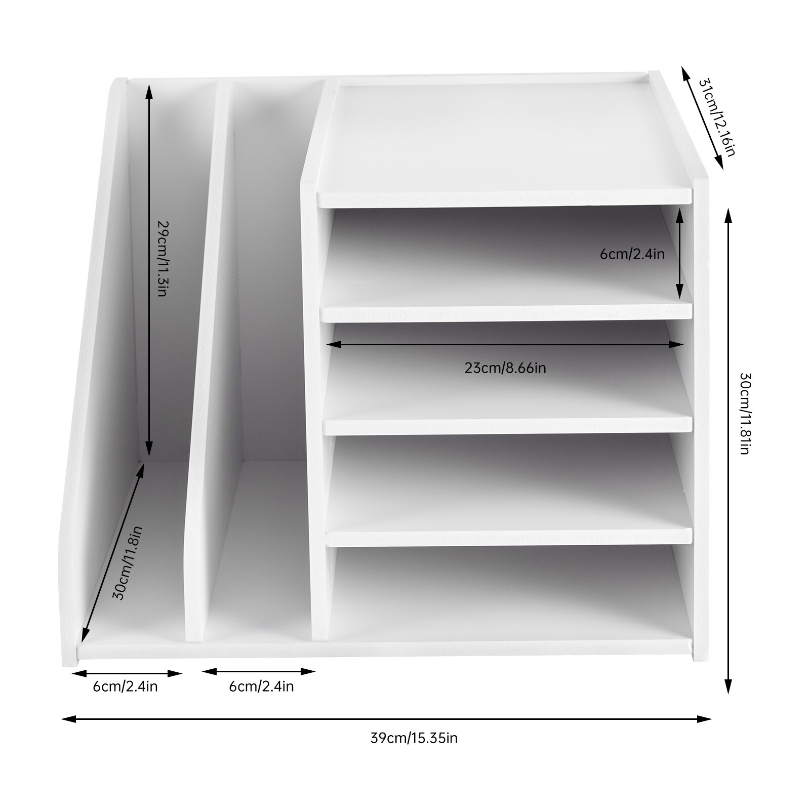 6-Tier PVC File Holder Organizer with Ample Storage Space, 15.35" x 12.16"