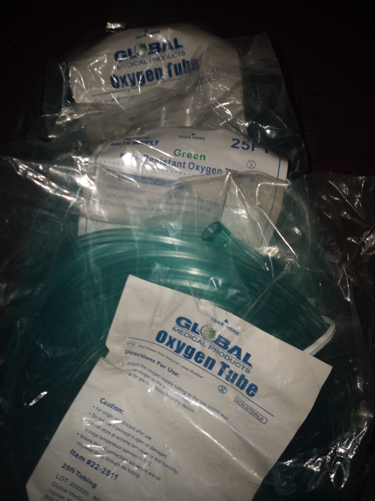6 Pack Medical Products Oxygen Supply Tubing - Adult GREEN