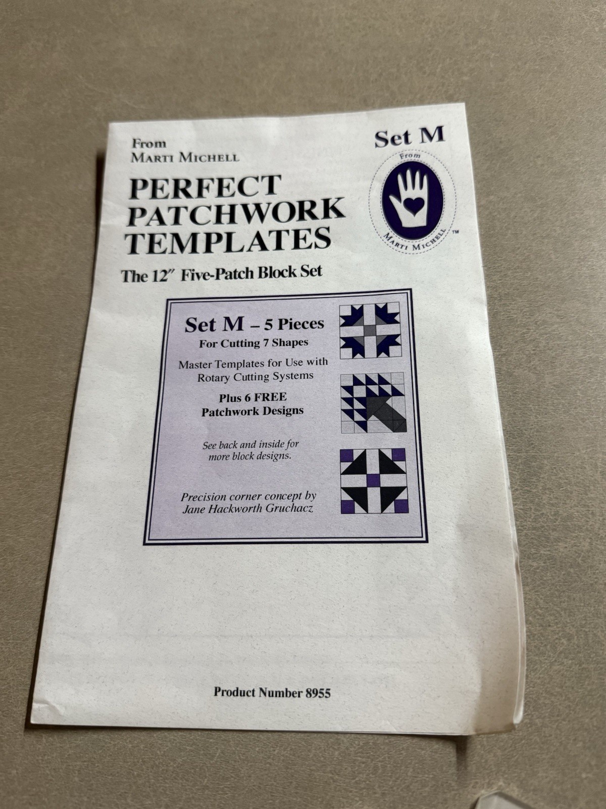 Marti Michell Perfect Patchwork Template Set M 12” Five Patch Block 8955