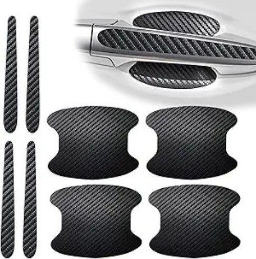 8 PCS Door Handle Scratch Protectors, Car Size: 8 PCSColor: Carbon Fiber Black
