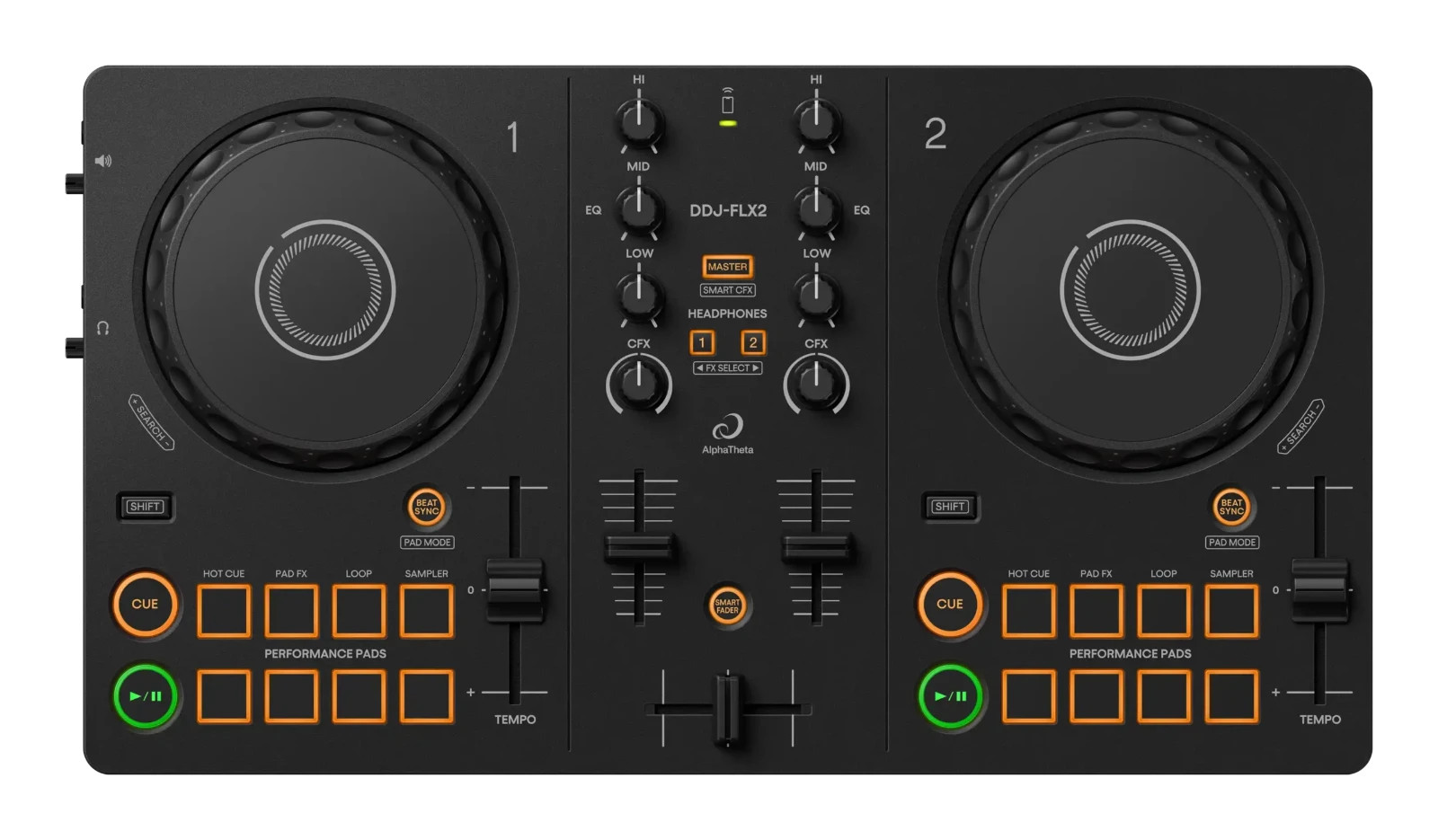 AlphaTheta/Pioneer DDJ-FLX2 DJ controller for rekordbox, serato, and djay