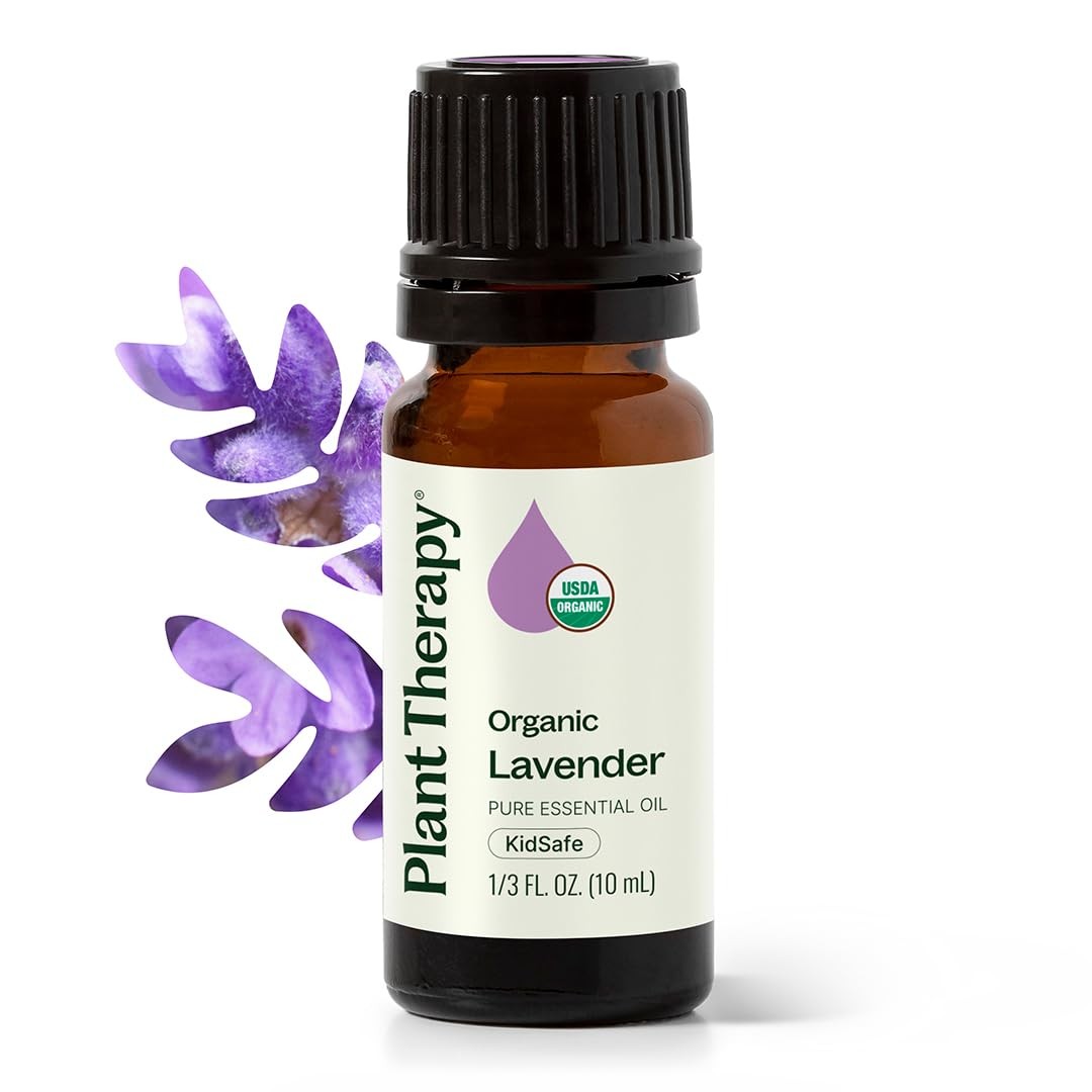 Plant Therapy Organic Lavender Essential Oil 0.33 Fl Oz (Pack of 1), Clear