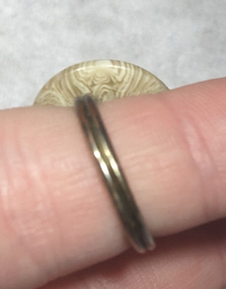 Handmade Upcycled Tan Button Ring Size 6
