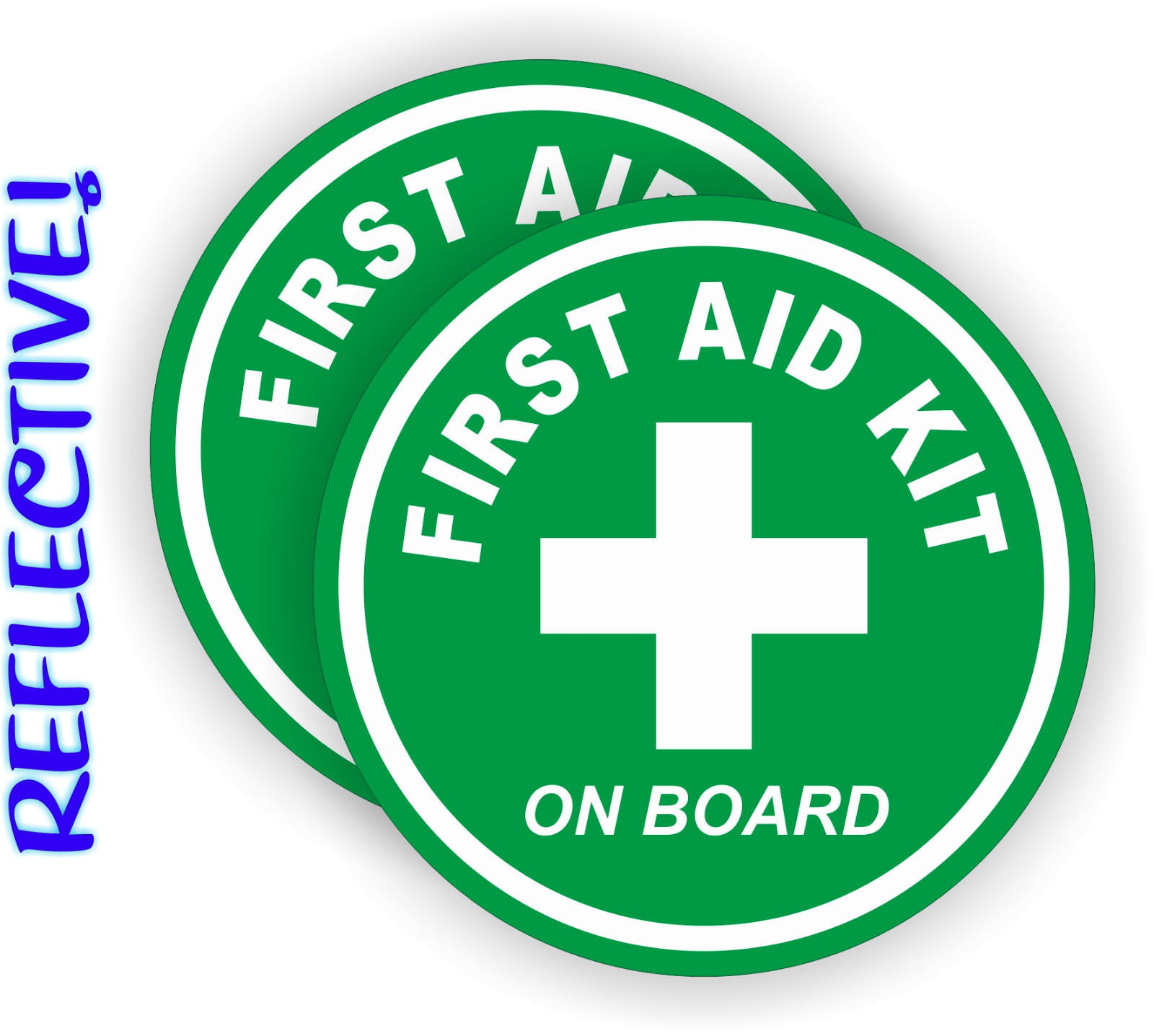 Pair REFLECTIVE 3-inch First Aid Kit on Board Vinyl Decals < Stickers > 4x4 -USA