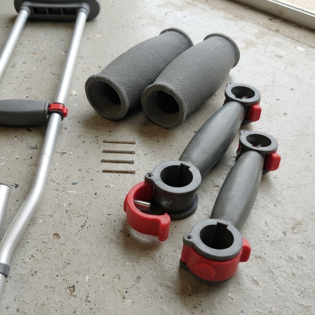 Crutch Solid Hand Grips Kit - 2 Durable Replacement Handles for Comfort & Safety