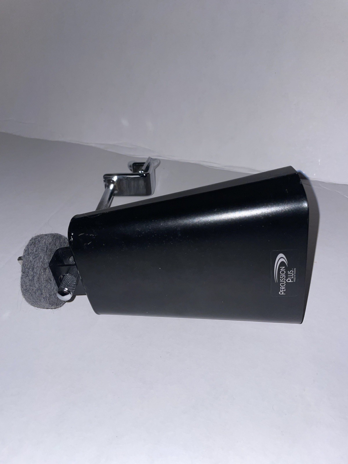 Percussion Plus Black Metal Cowbell w/ Clamp Mounting Hardware Attachment
