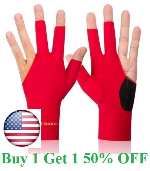 Three Fingers Billiard Gloves Snooker Cue Professional 4 Colors (Spandex).