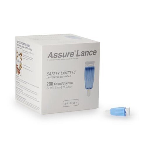 Assure Lance Safety Lancets, 1mm Depth, 28 Gauge, 200/Box