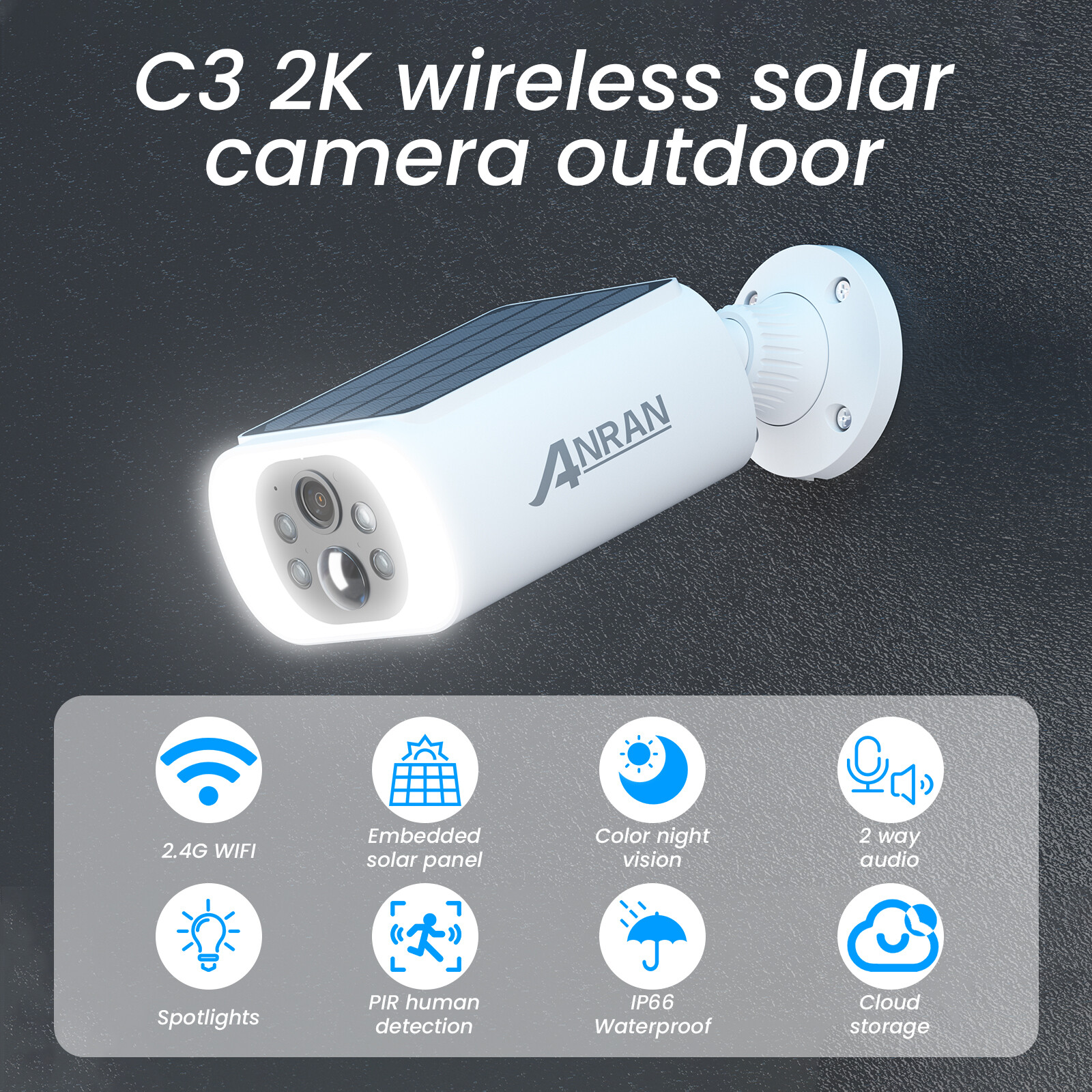 Wireless Solar Battery Powered Wifi Home Security Camera System Outdoor Audio IR