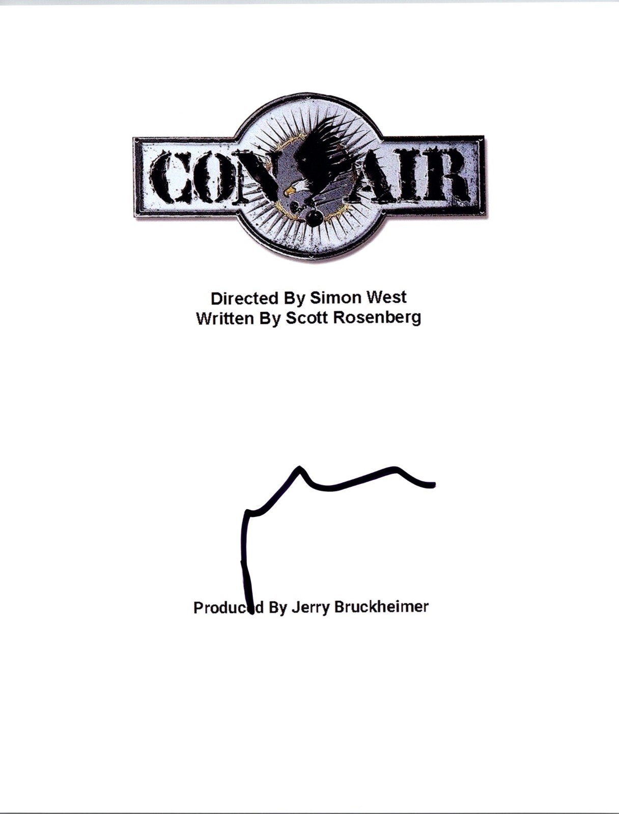 Nicolas Cage Con Air Actor Signed Autographed Script Cover COA