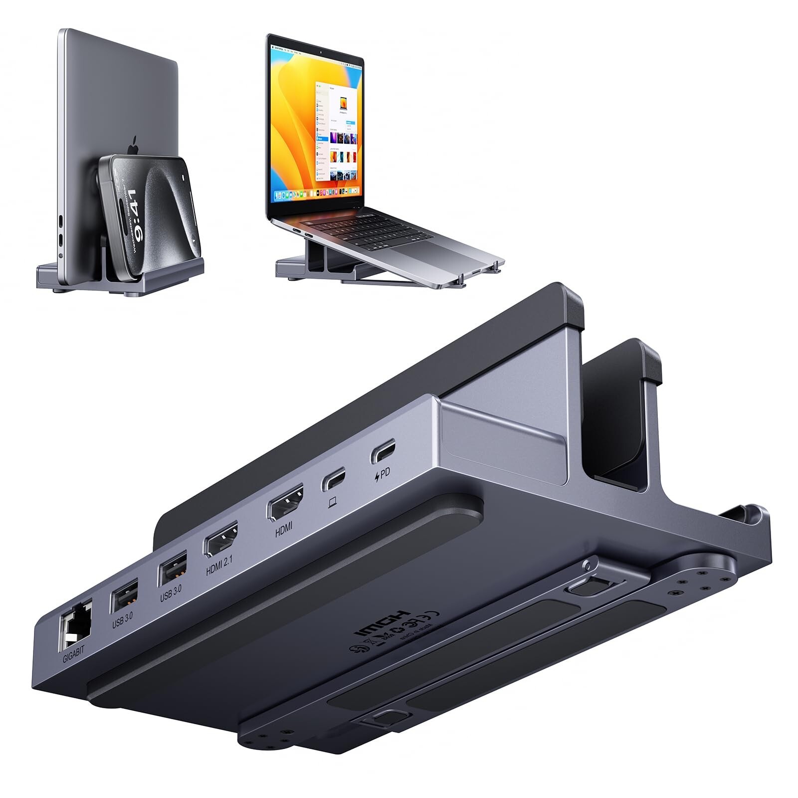 Laptop Docking Station Stand Dual 4K Monitor, QUUGE Dual HDMI Docking Station...