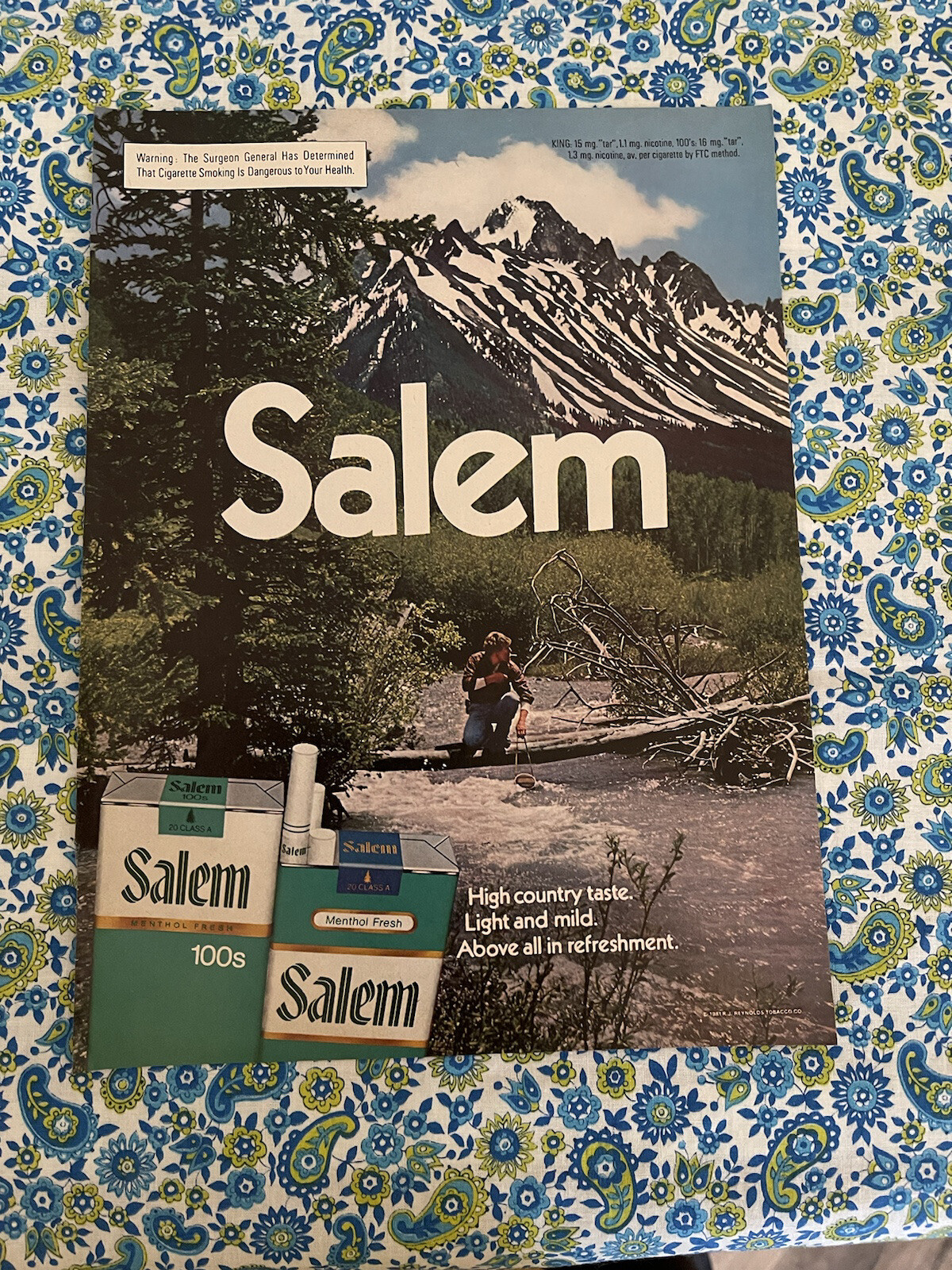 Vintage 1981 Salem Cigarettes Print Ad High Country Mountains