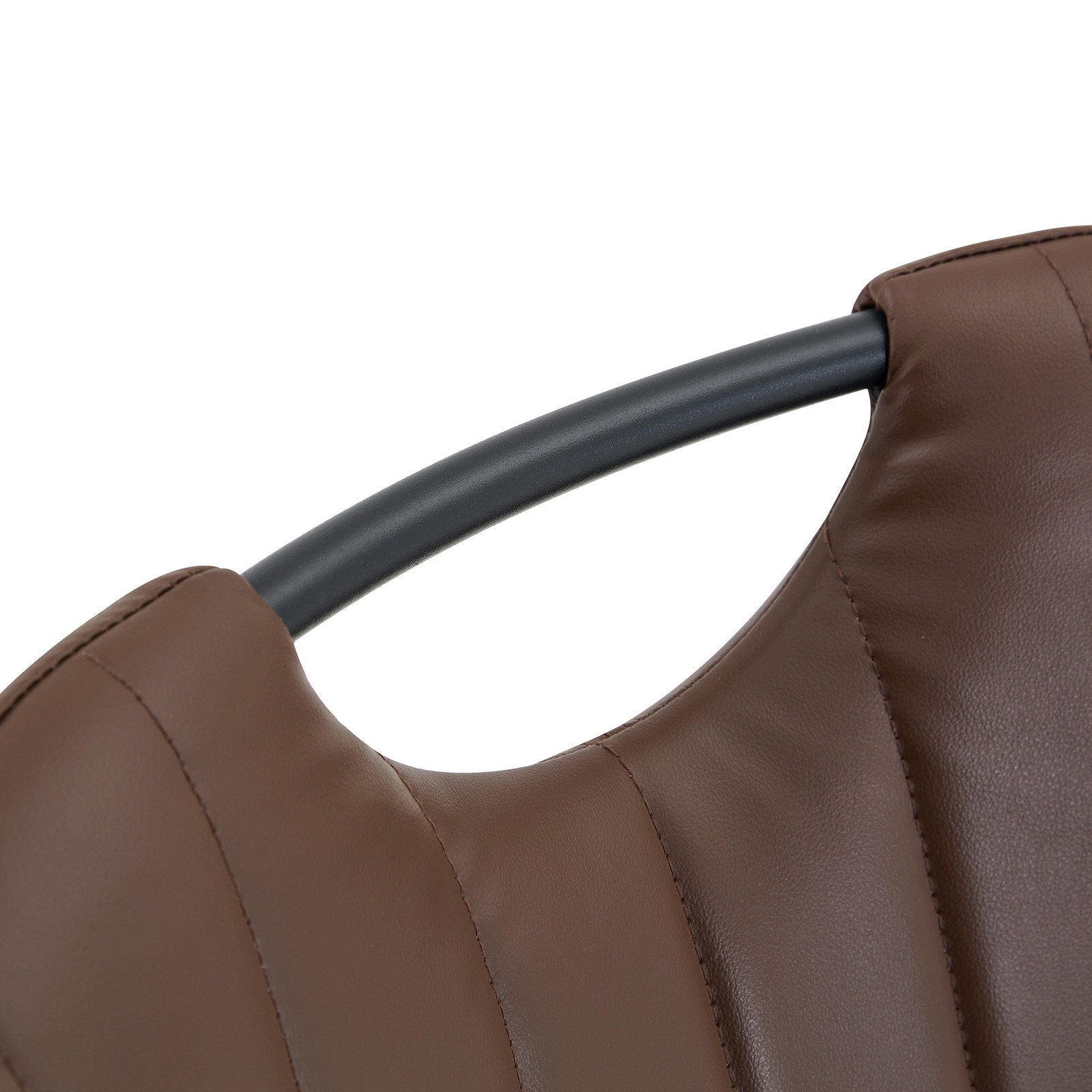 4 PU Leather Dining Chairs with Wide Cushion, Metal Handle & Adjustable Feet