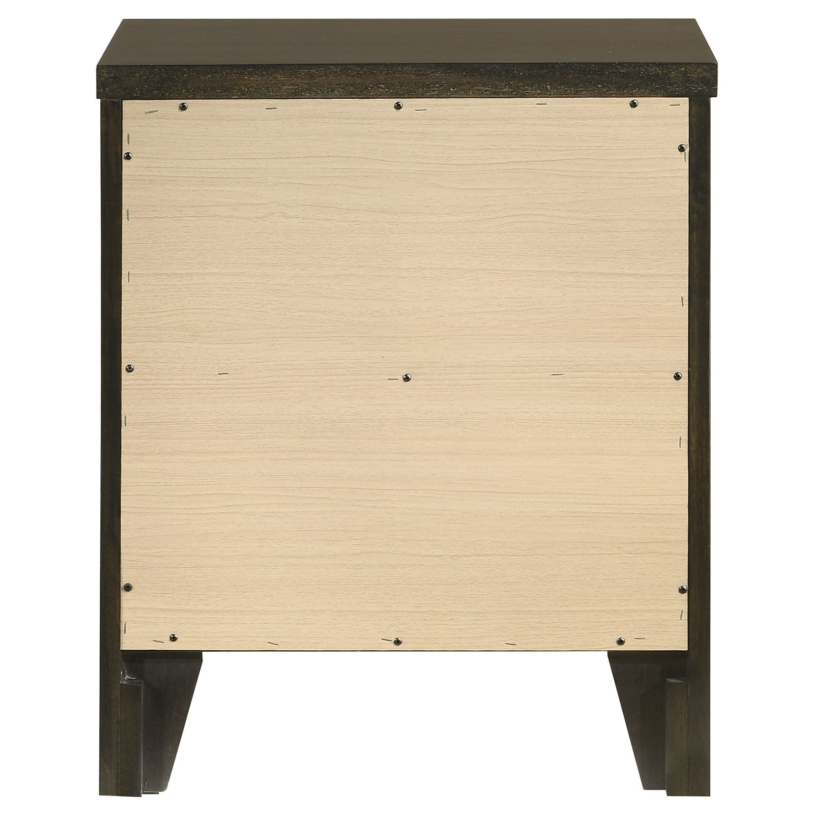Clement Dark Cocoa 2 Drawer Nightstand, Wooden Bedside Table with Metal Handles