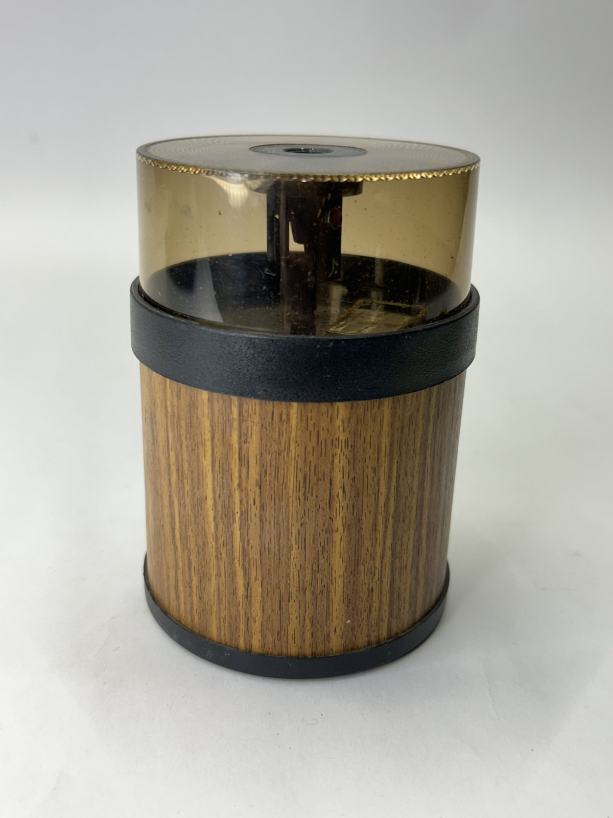 Vintage 1970s MCM Pencil Sharpener Woodgrain - untested