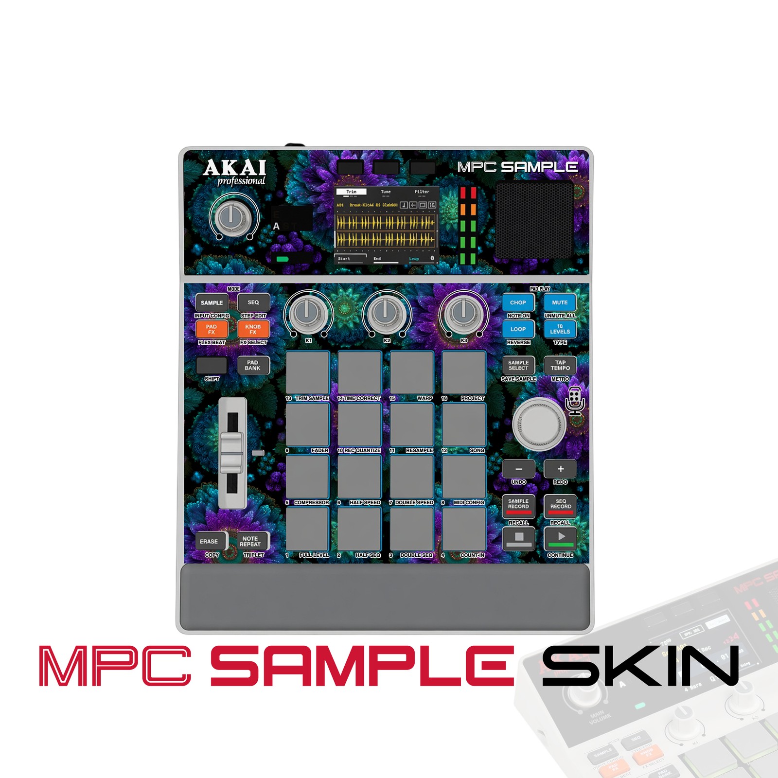 Akai MPC Sample Skin / Neon Floral Bloom