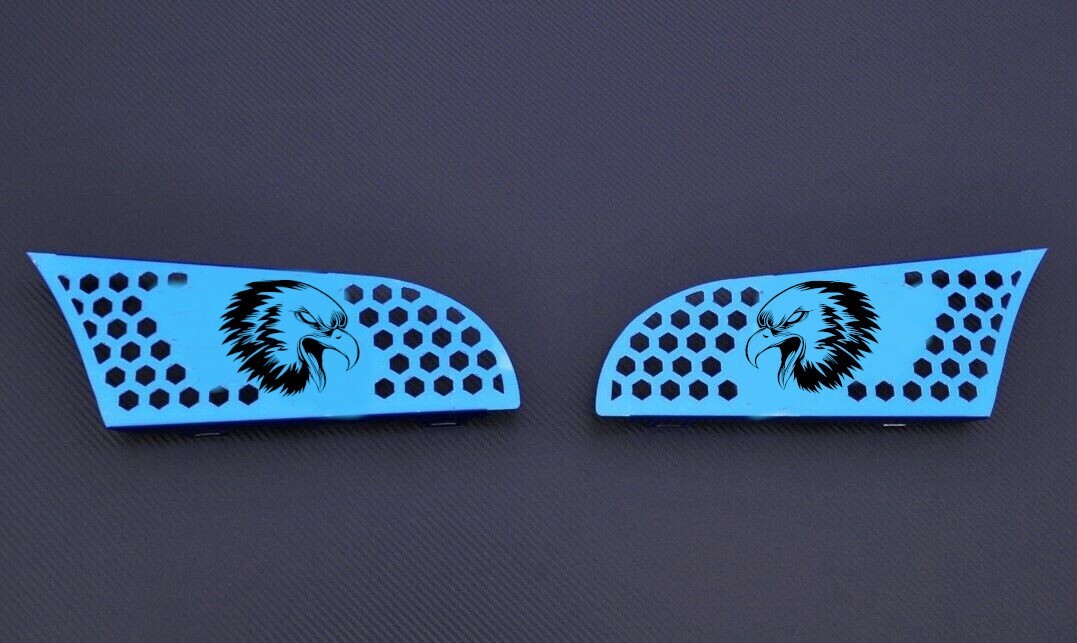 2 pcs Blue Mirror Polished Stainless Steel Covers Decorations for R 2010-2016