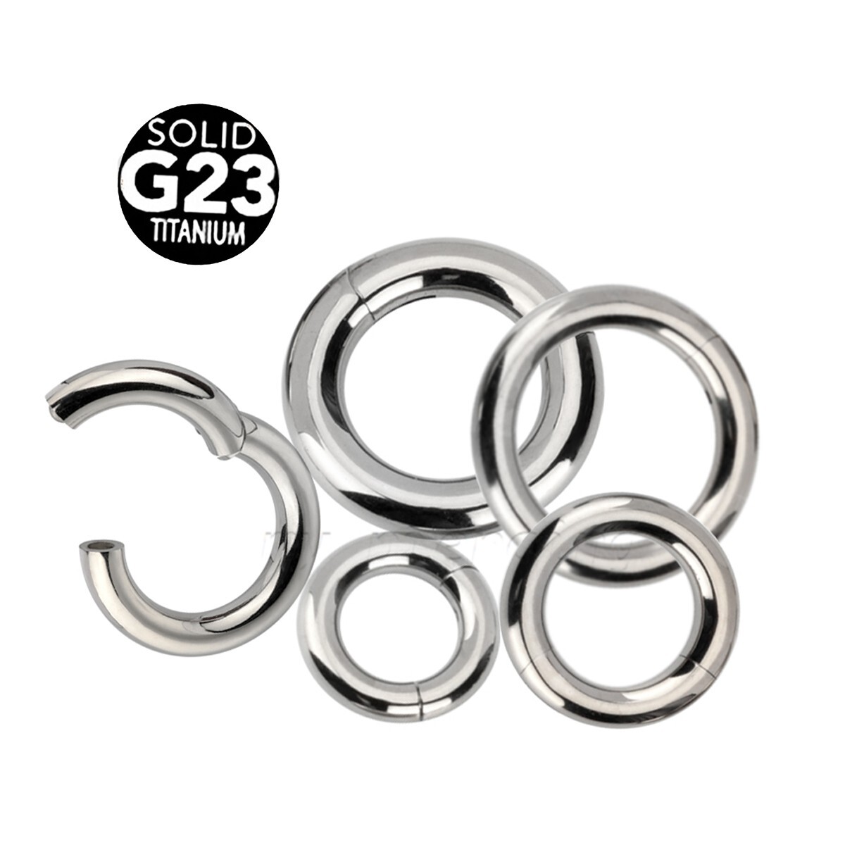 PAIR ASTM F136 G23 Titanium Hinged Segment Ring Clicker Ear & Septum Ring 16g-6g