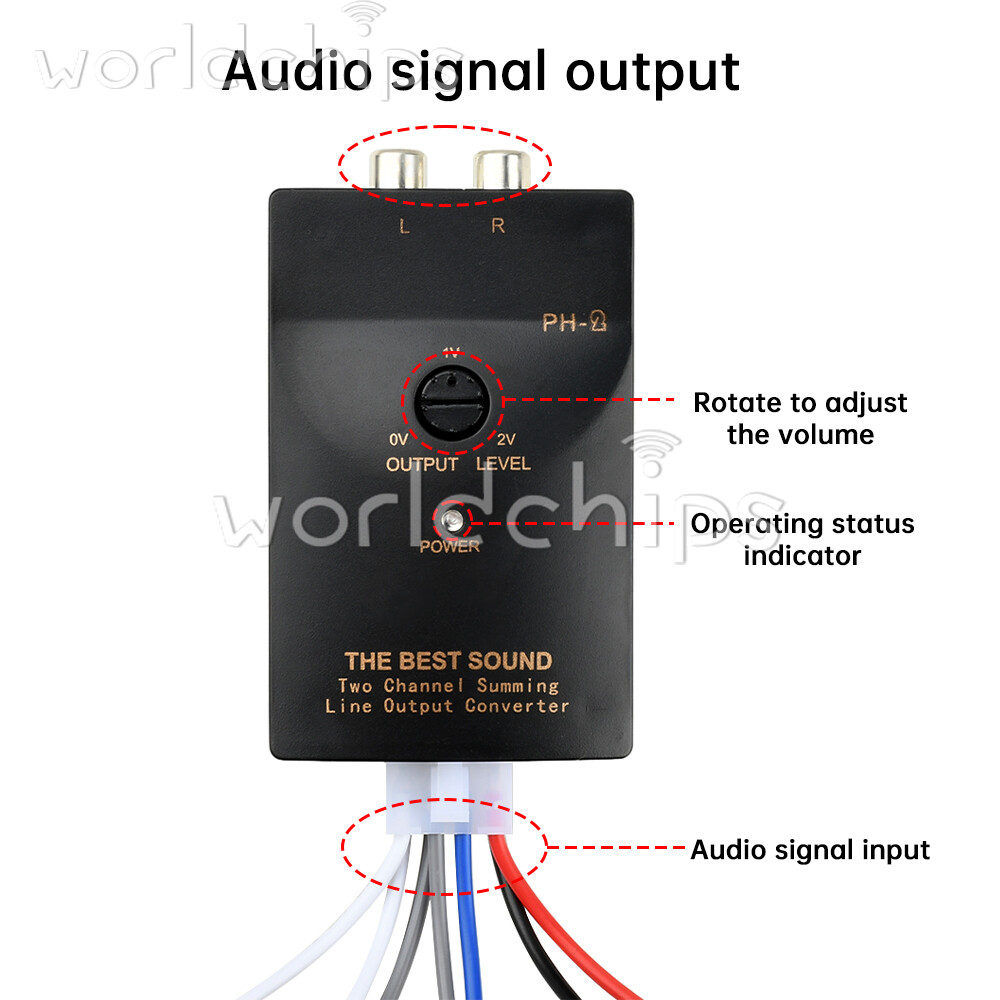 PH-2 Level Car Speaker High to Low Subwoofer Audio Converter With Delay Function