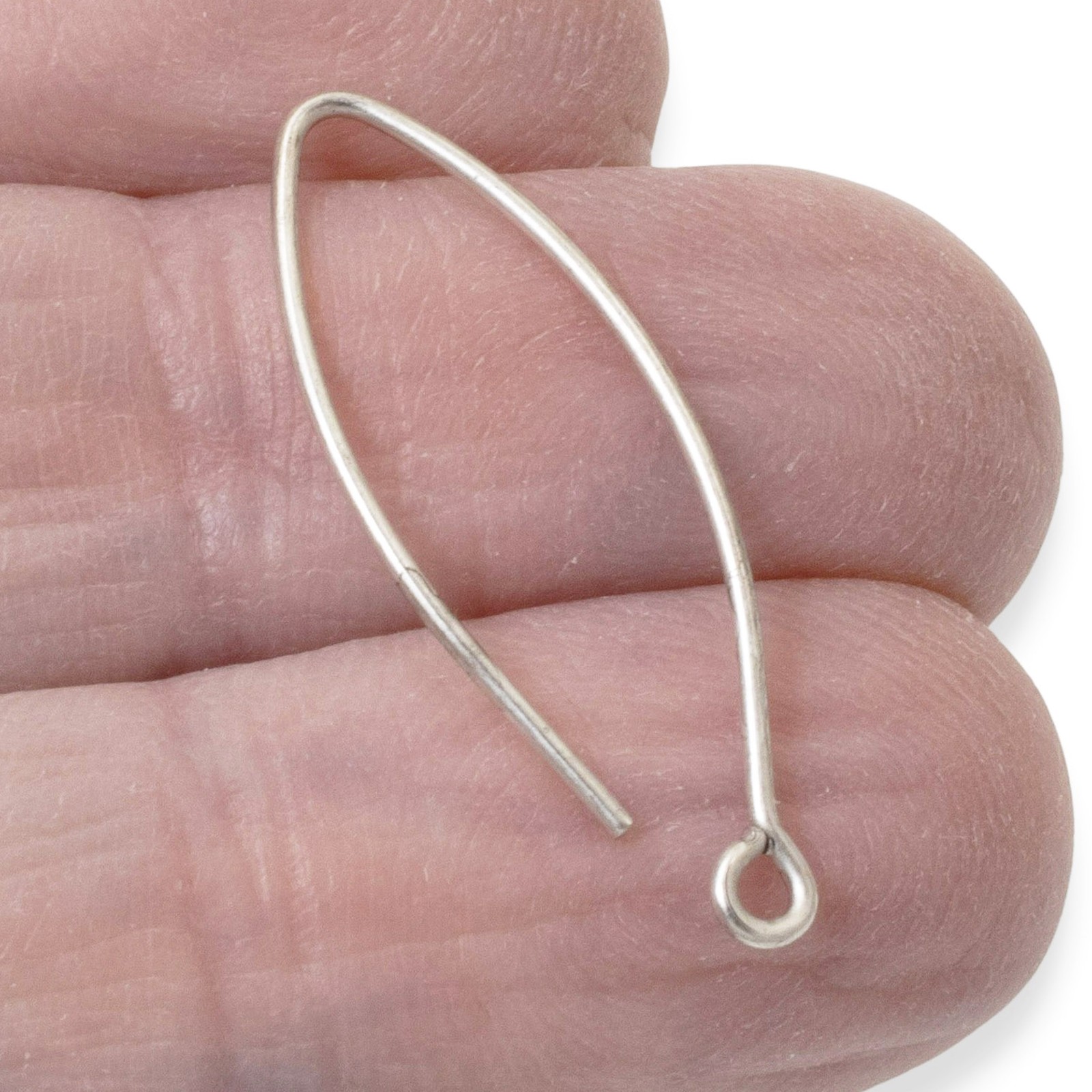 4 Silver Modern Oval Ear Wires - Minimalist DIY Earring Hooks - Nunn Design