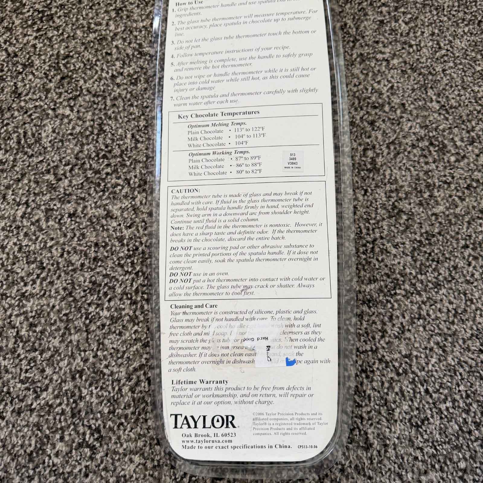 Taylor Candy Chocolate Thermometer Spatula Baking Tool New