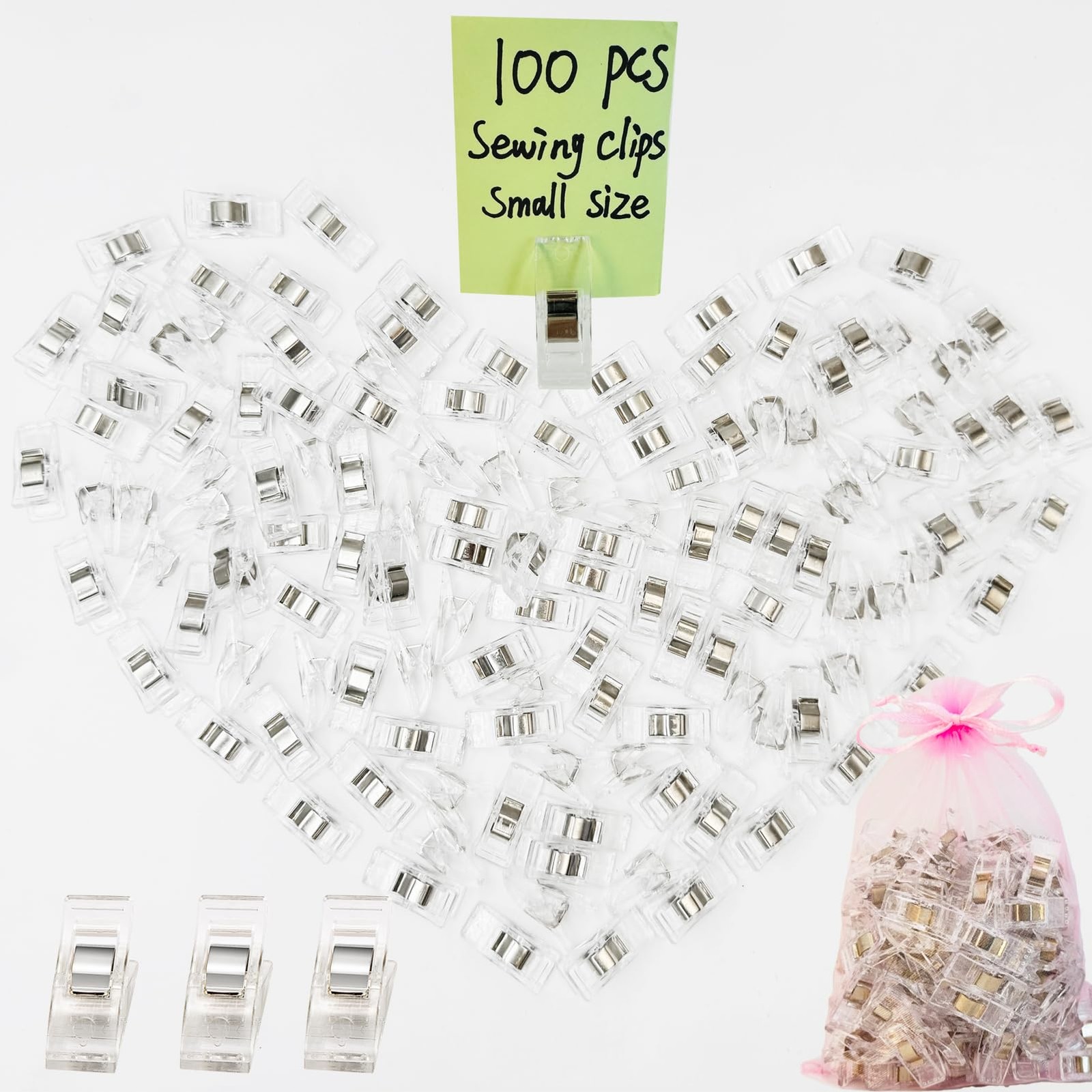 100 PCS Small Size Sewing Clips Clear Color Small, 100 Pcs