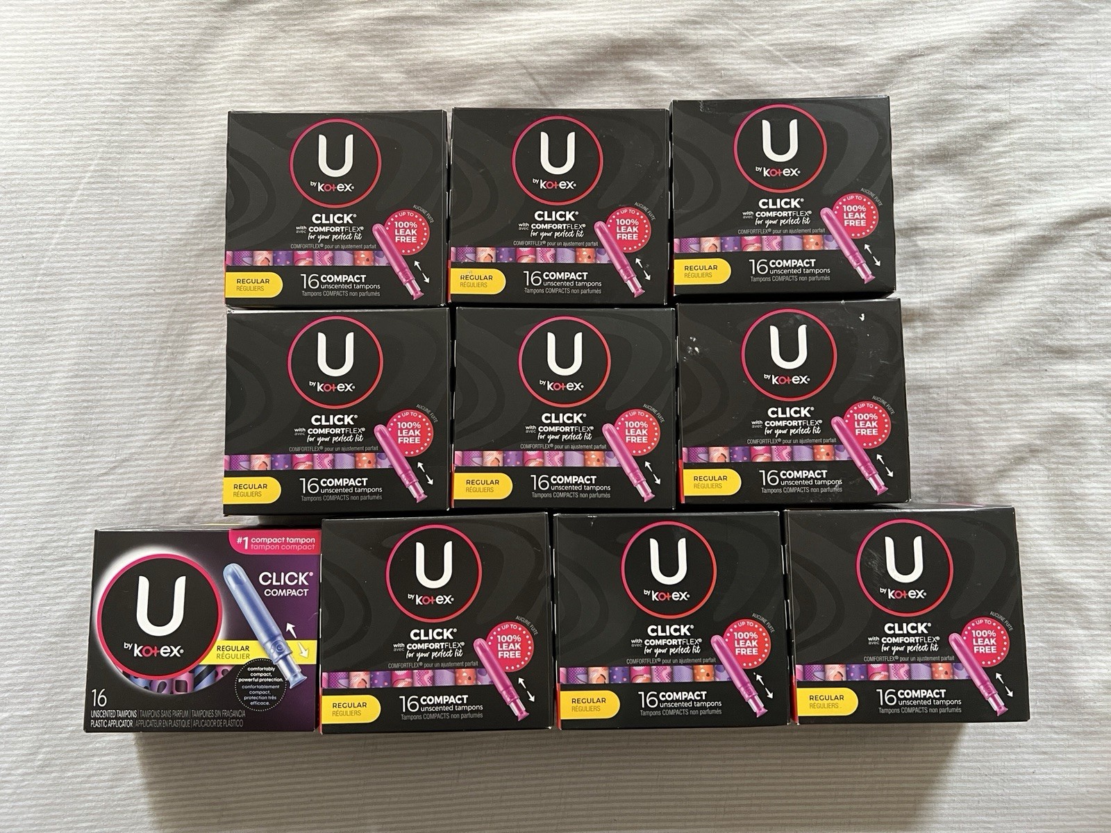 Pack Of 10 U By Kotex Click Compact Tampons Regular 16 Ct Each