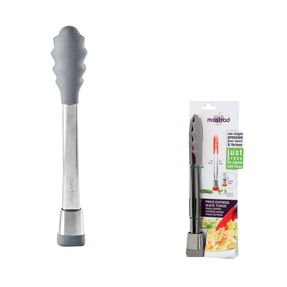 Mastrad Kitchen Tongs, Stand Up Design Silicone & Metal Grey 11 Long"