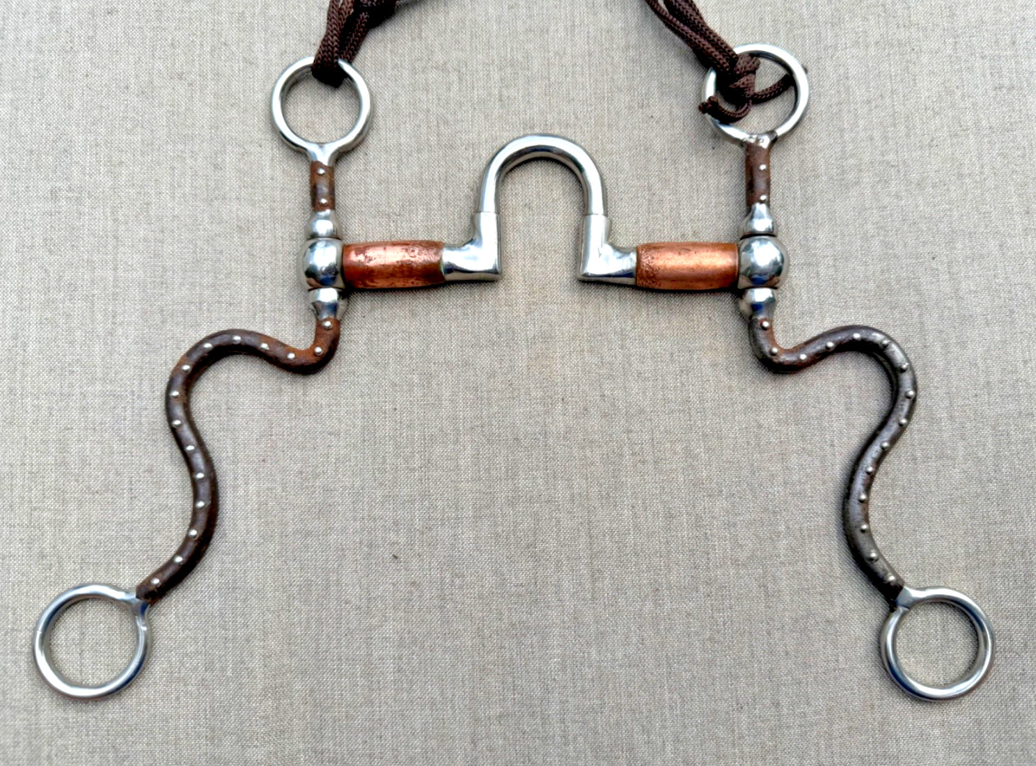Silver Dot Swivel S-Shank Western Show Horse Bit with 5" Correction Port Rollers