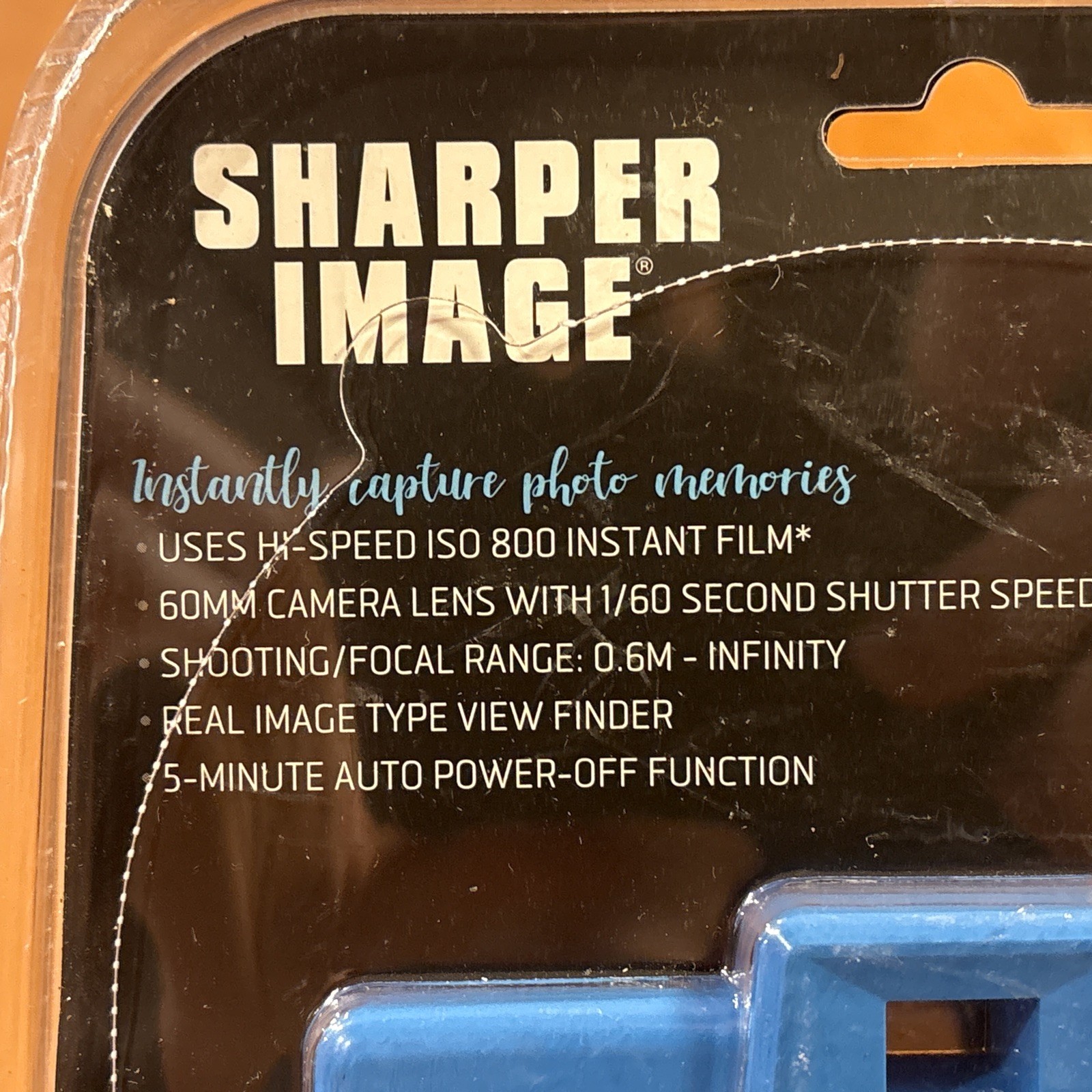 SHARPER IMAGE Instant Camera with Flash, Model 1009078 NEW SEALED - BLUE