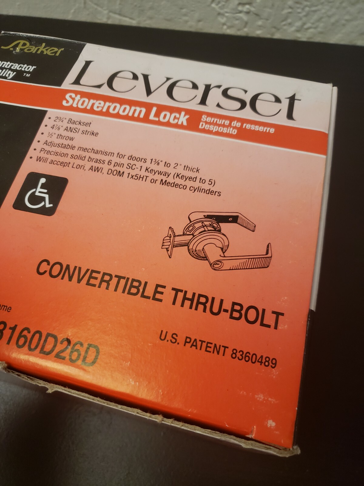Parker Leverset Storeroom Lock New in Box