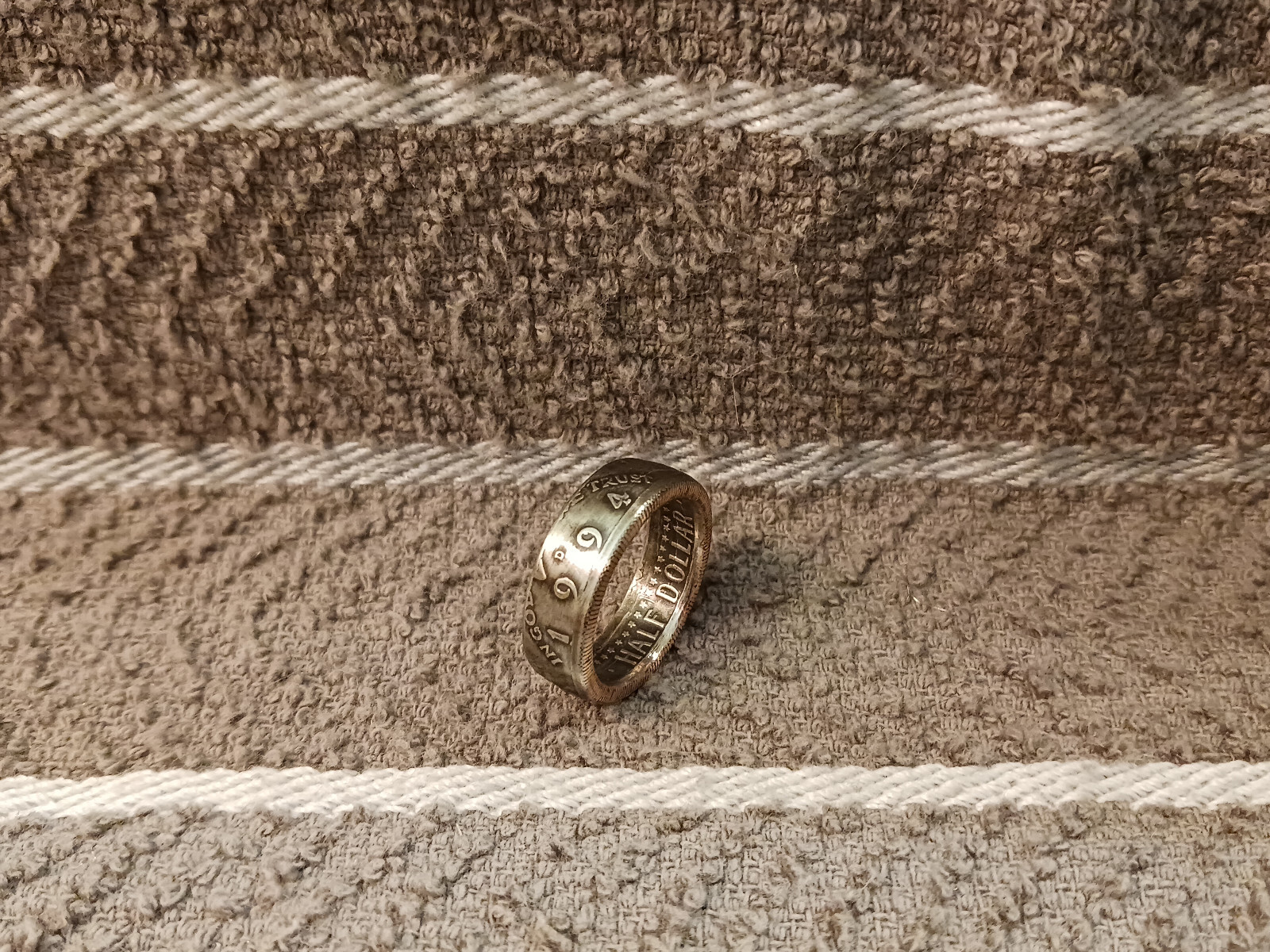 1994 Kennedy Half Dollars  size 8-1/2  coin ring  Handmade mixed metals
