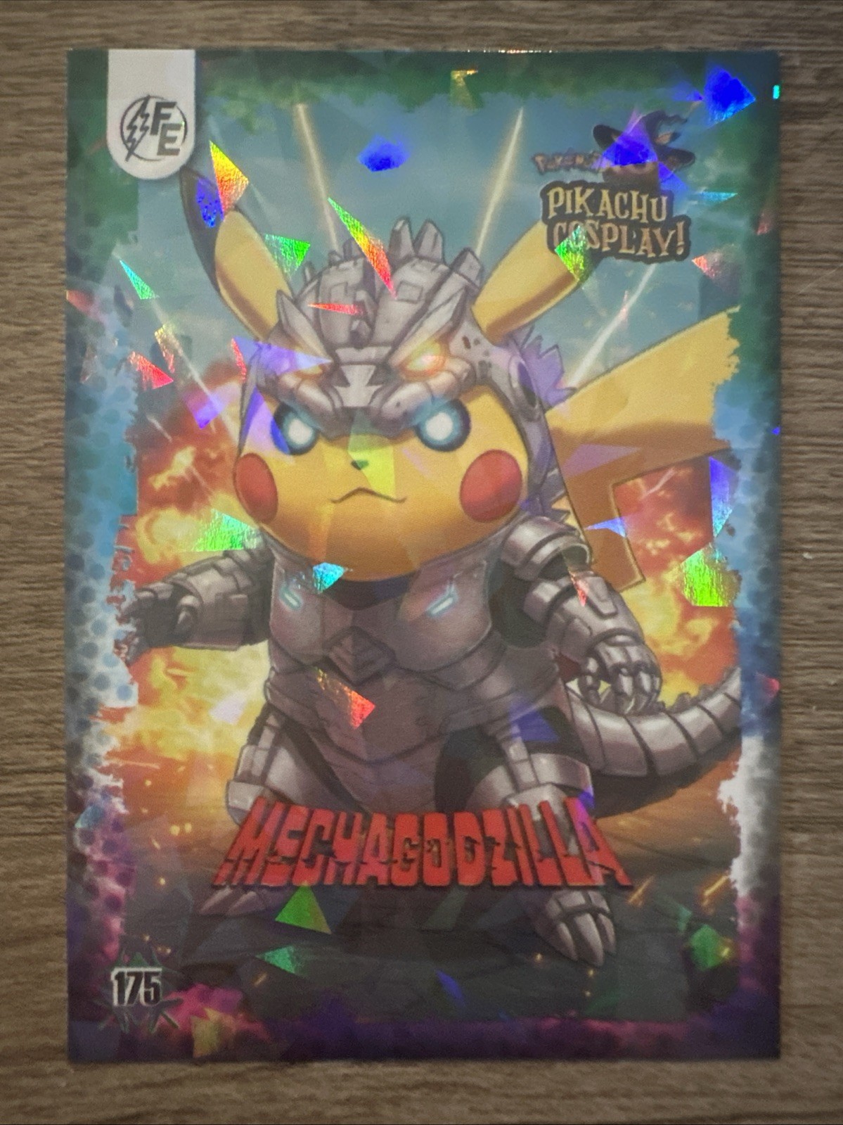 Pikachu as Mechagodzilla Lazer Holo Non- Pokémon Fan Art Holyday Edition