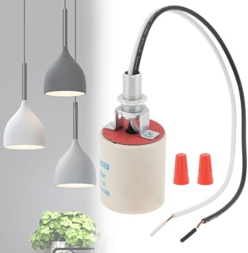 RTNLIT Ceramic E26 Light Socket with 10" Wire Lead, 2-Pack | Standard Medium ...