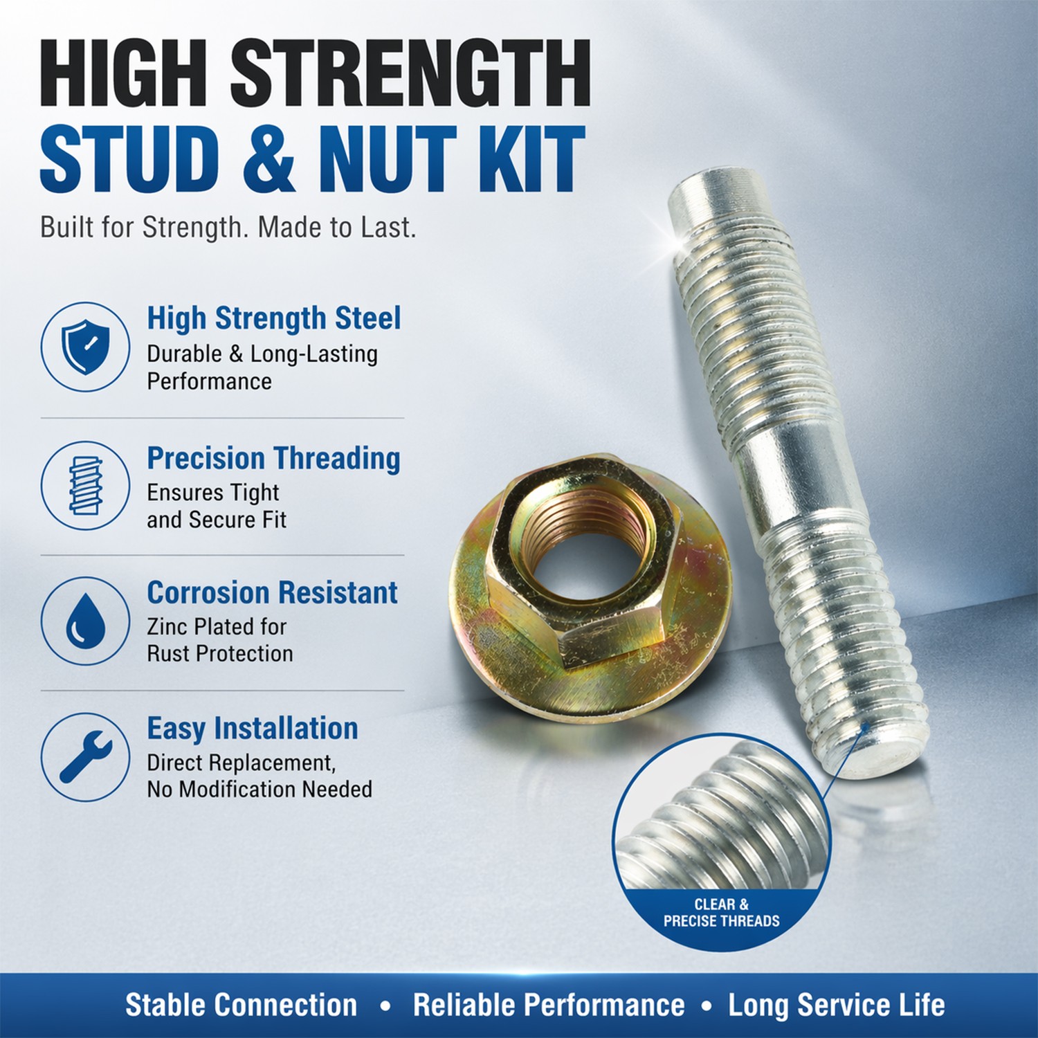 New Transfer Case Mounting Studs ＆ Free Spinning Washer Nuts for Jeep Dodge