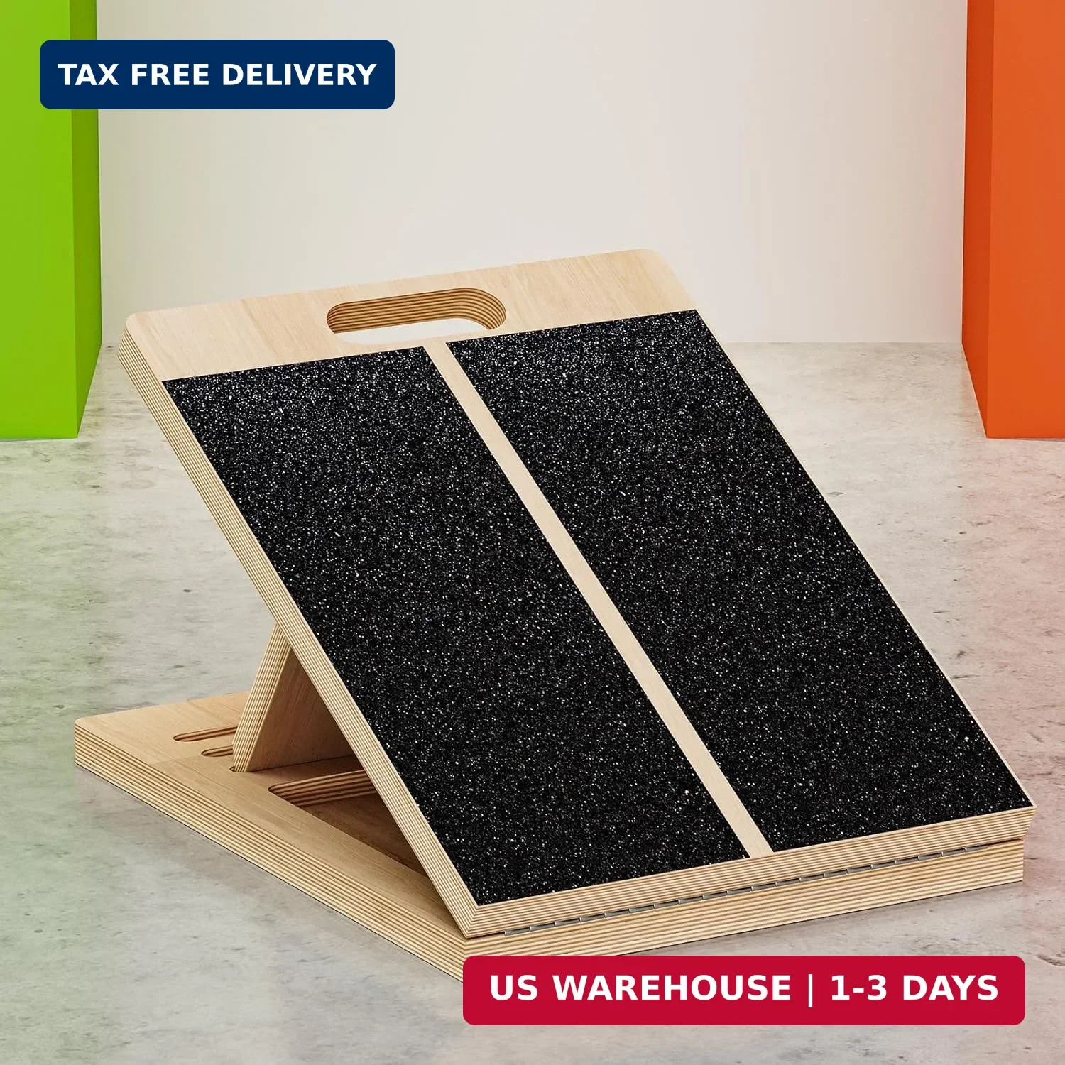 TEMI Slant Board for Calf-Stretching - Wooden Incline Wedge Stretcher for Squats