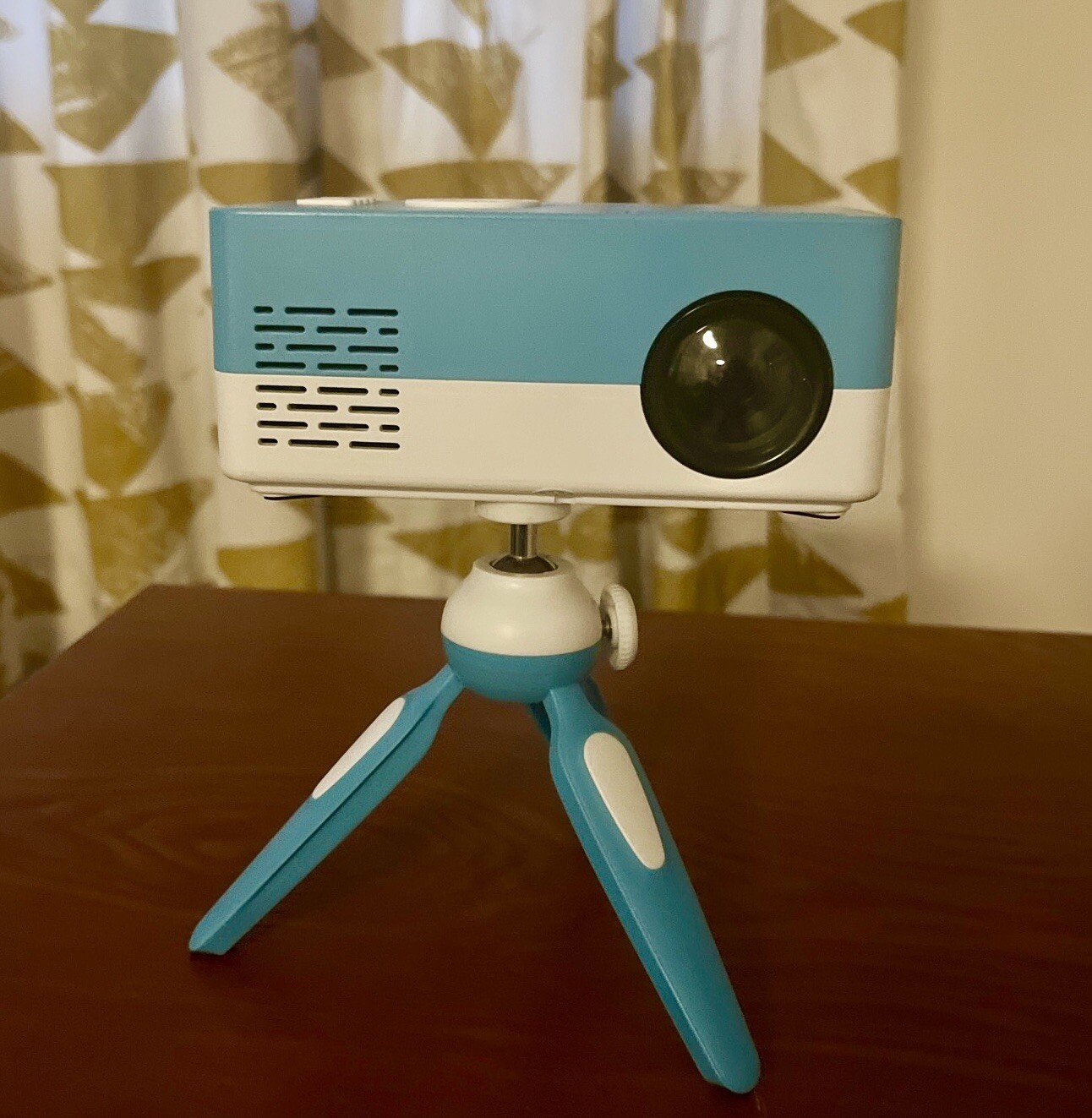Mini Projector With Tripod - Portable LCD Home Theater, No Cables Blue/White