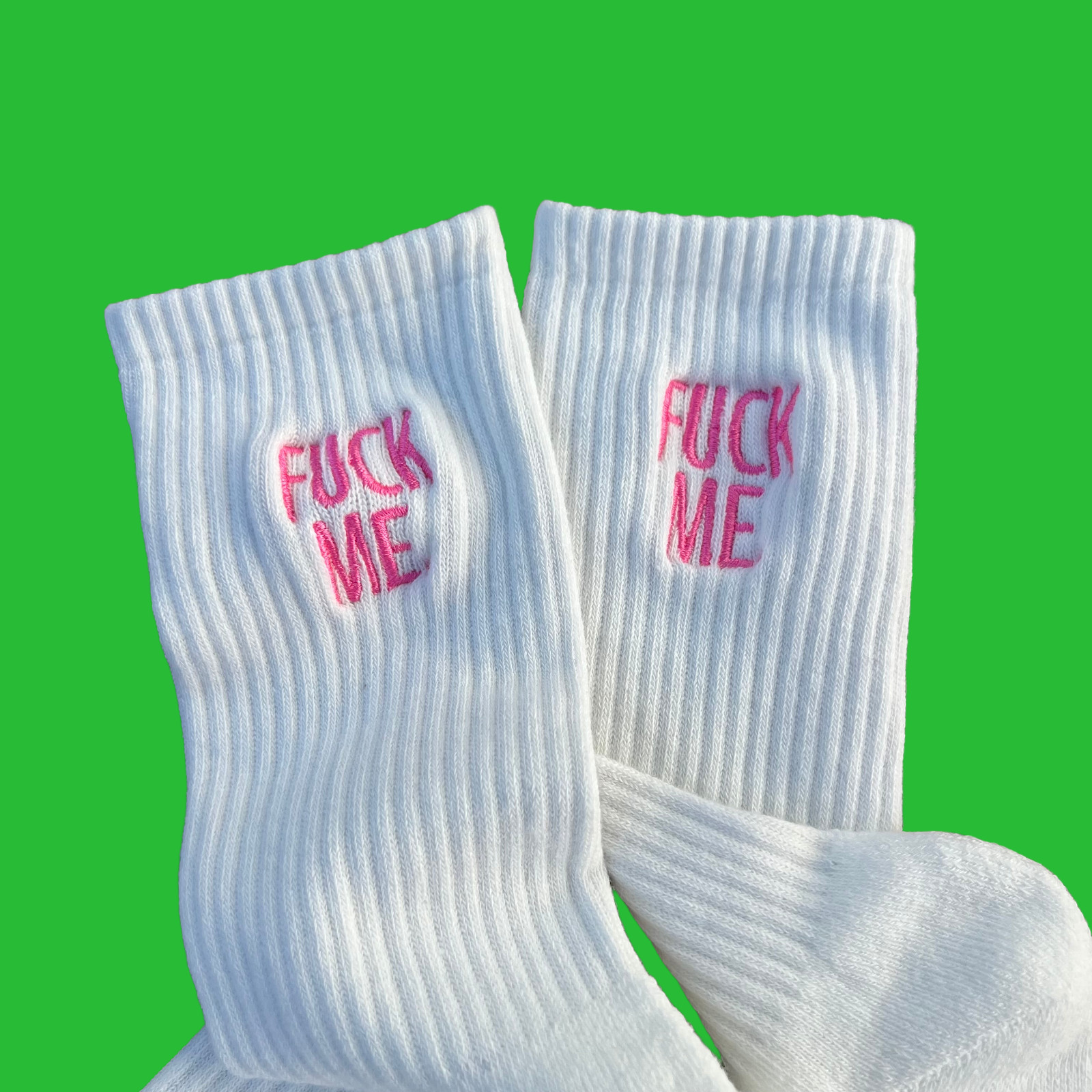 F**K ME Custom embroidery men White premium crew socks by H.E.Arts gift for him