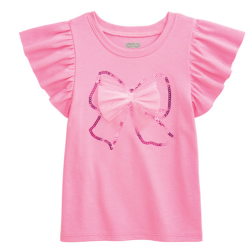Mud Pie Toddler Girl Pink Girly Sparkle Bow T-Shirt  Size Large (4T-5T) NEW