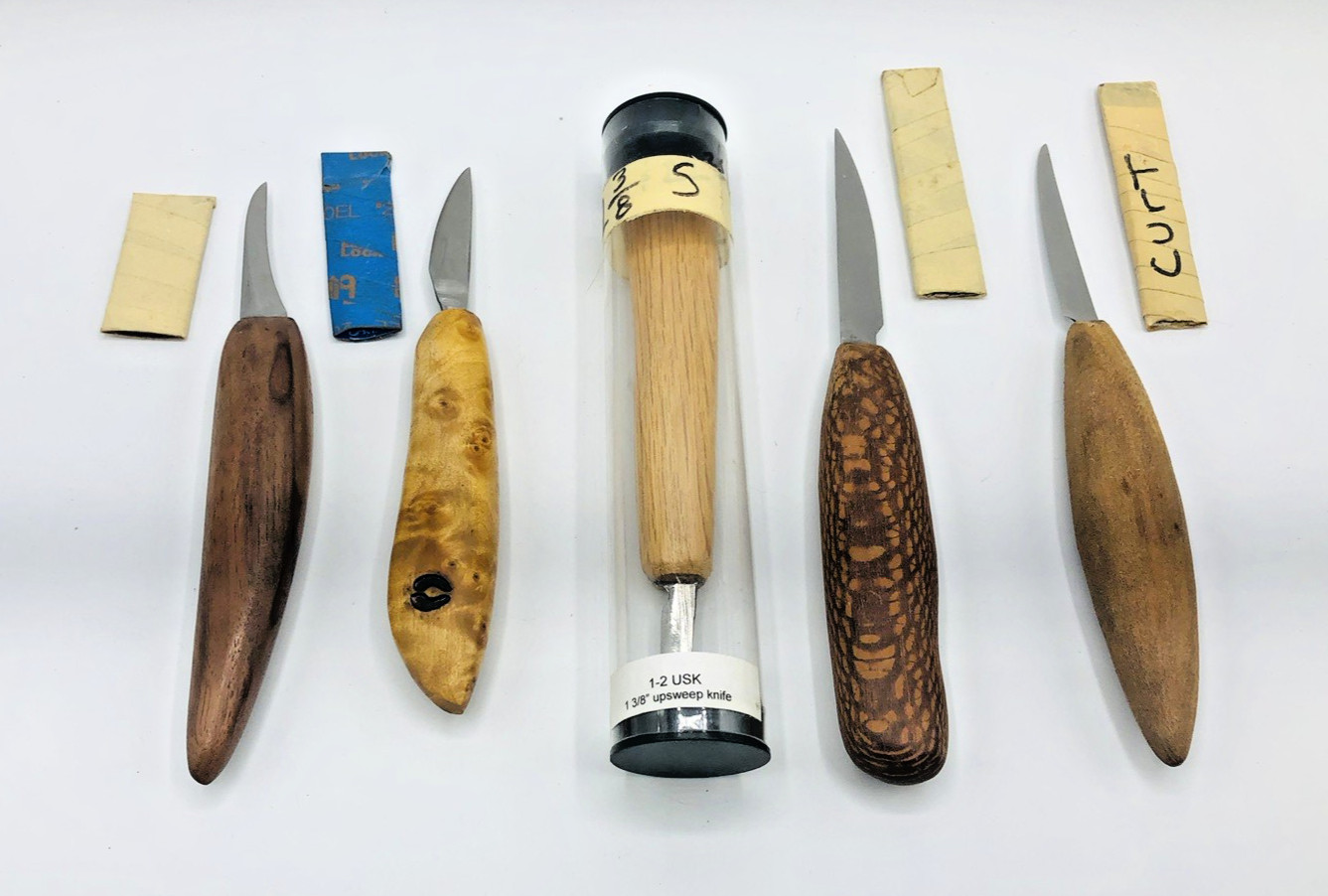 Lot 5 WOOD CARVING KNIFE SET WOODCARVING KNIVES CUSTOM rare whittling blade