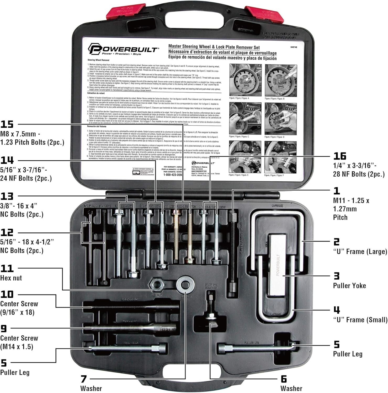 Master Steering Wheel & Lock Plate Remover Tool Set Installation Kit Puller Kit