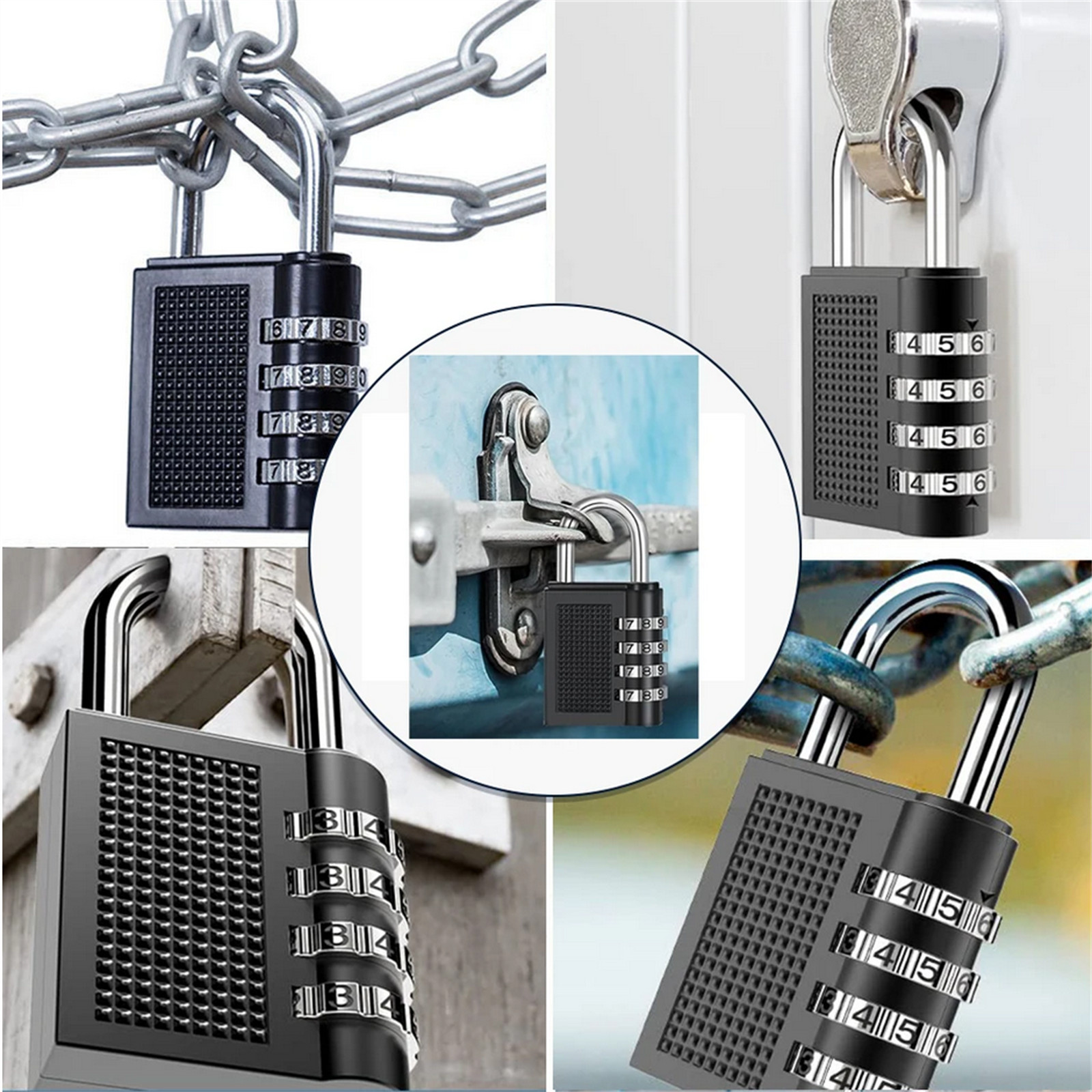 Combination Padlock Password Outdoor 4 Digit Long Shackle Waterproof Pad Lock