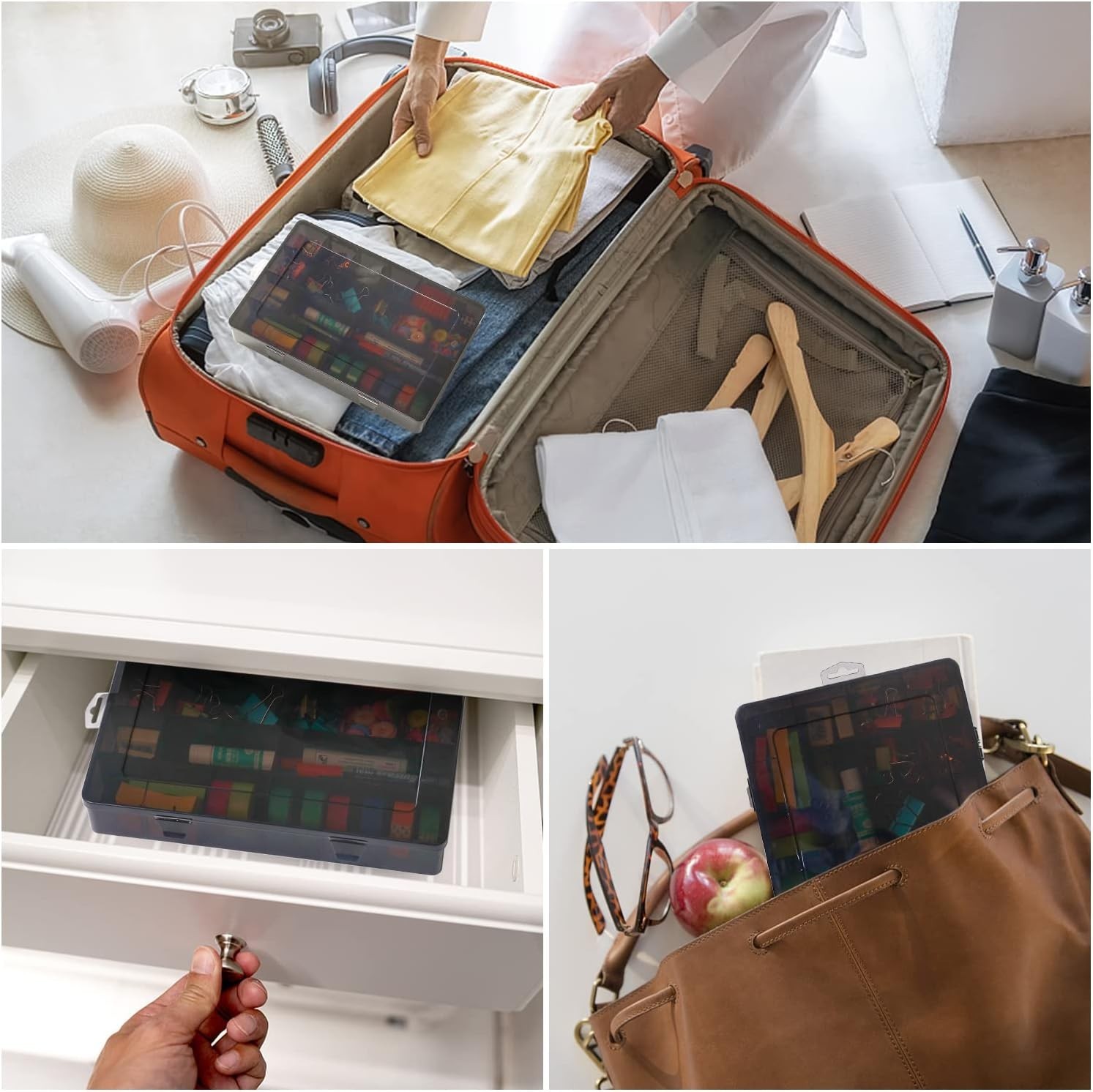 Large 24 Grids Plastic Organizer Box Adjustable Dividers,Clear Storage Box fo...