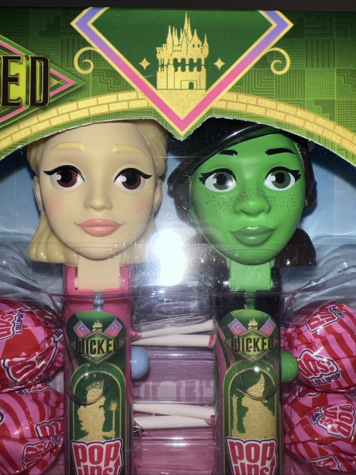 WICKED Pop Ups! Lollipops Glinda & Elphaba Includes 4 FLIX Candy Lollipops