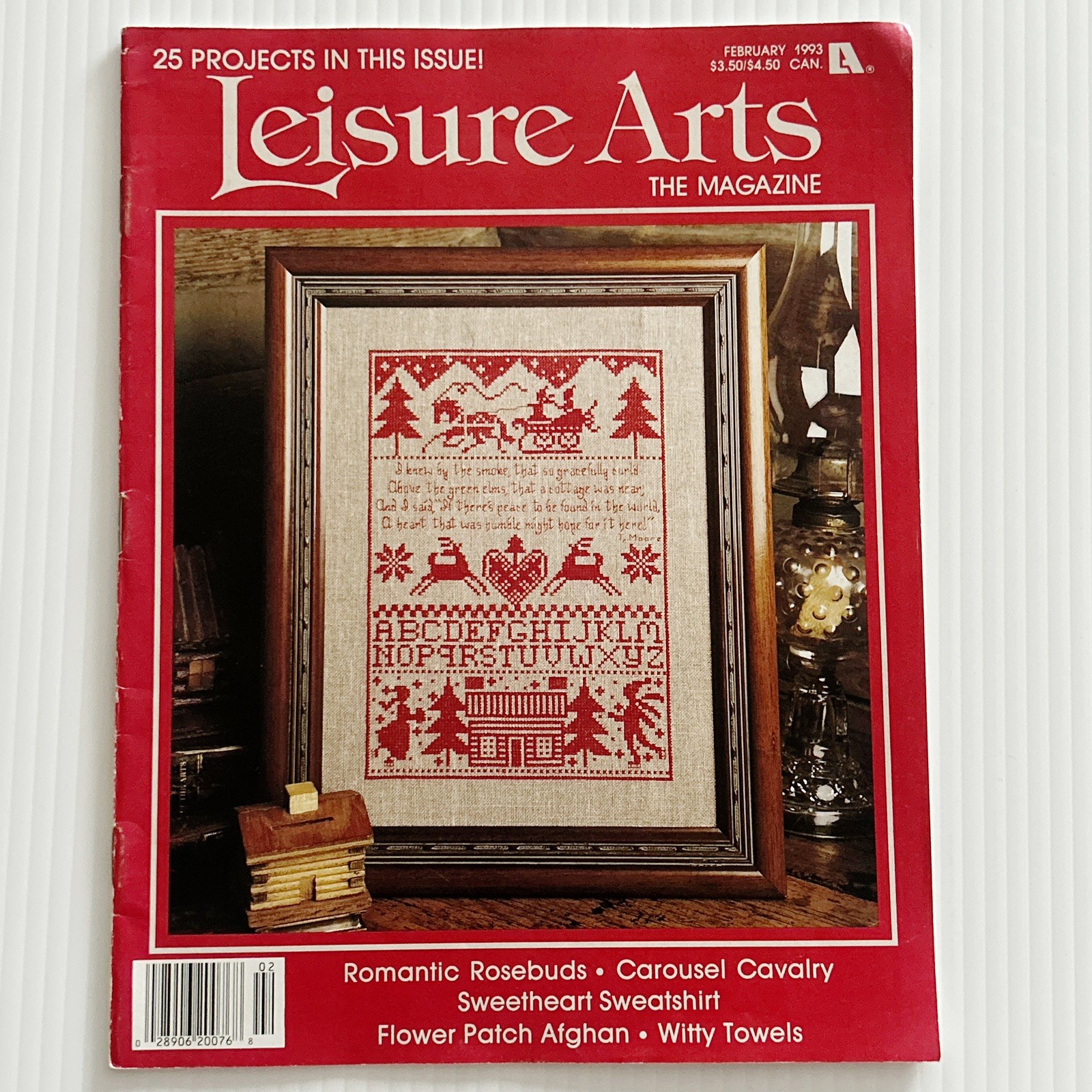 Vintage Leisure Arts Valentines Pattern Magazine Cross Stitch Sampler Hearts